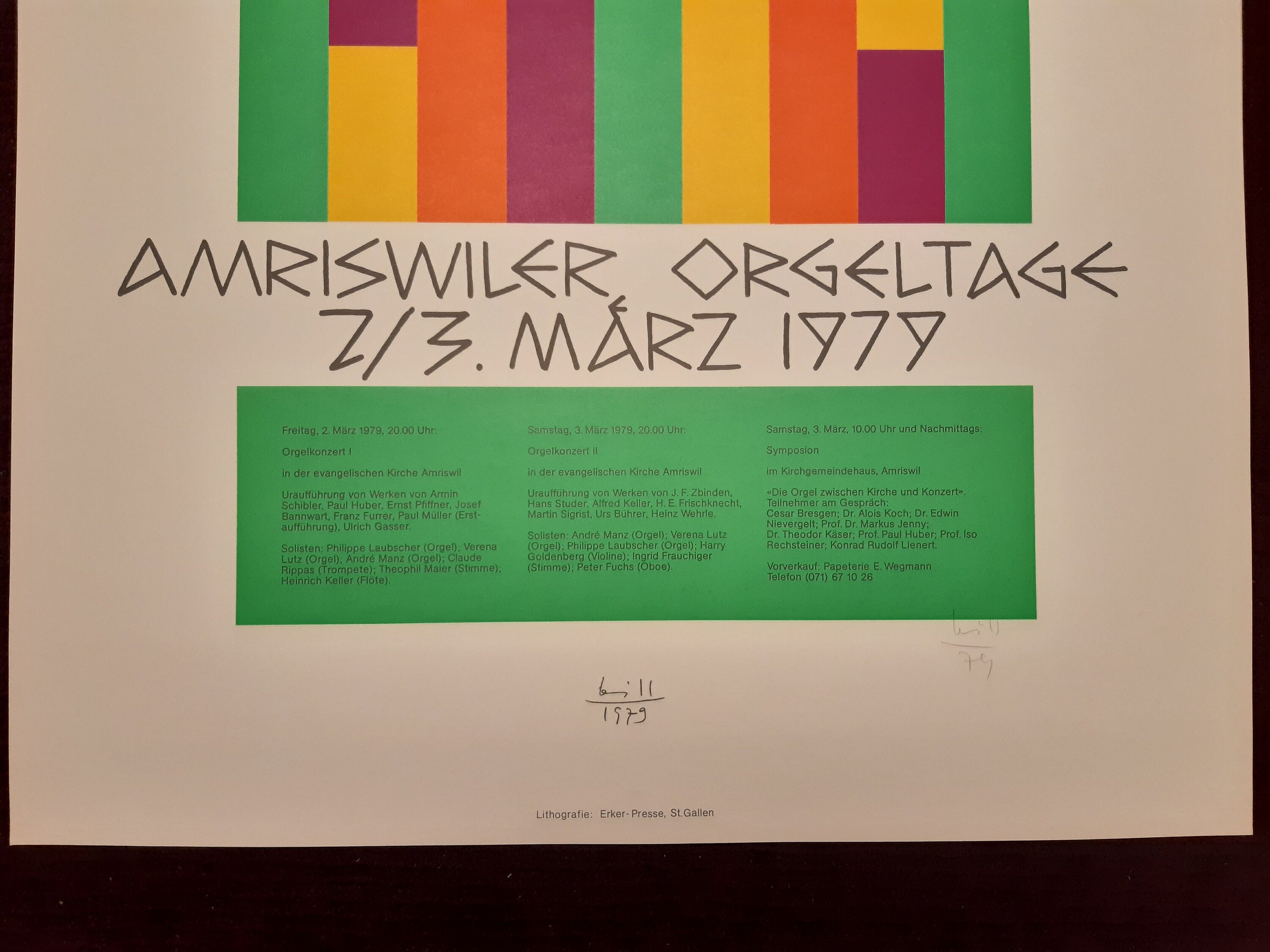 Max Bill original handsigniertes Kunstplakat – 70×100 cm