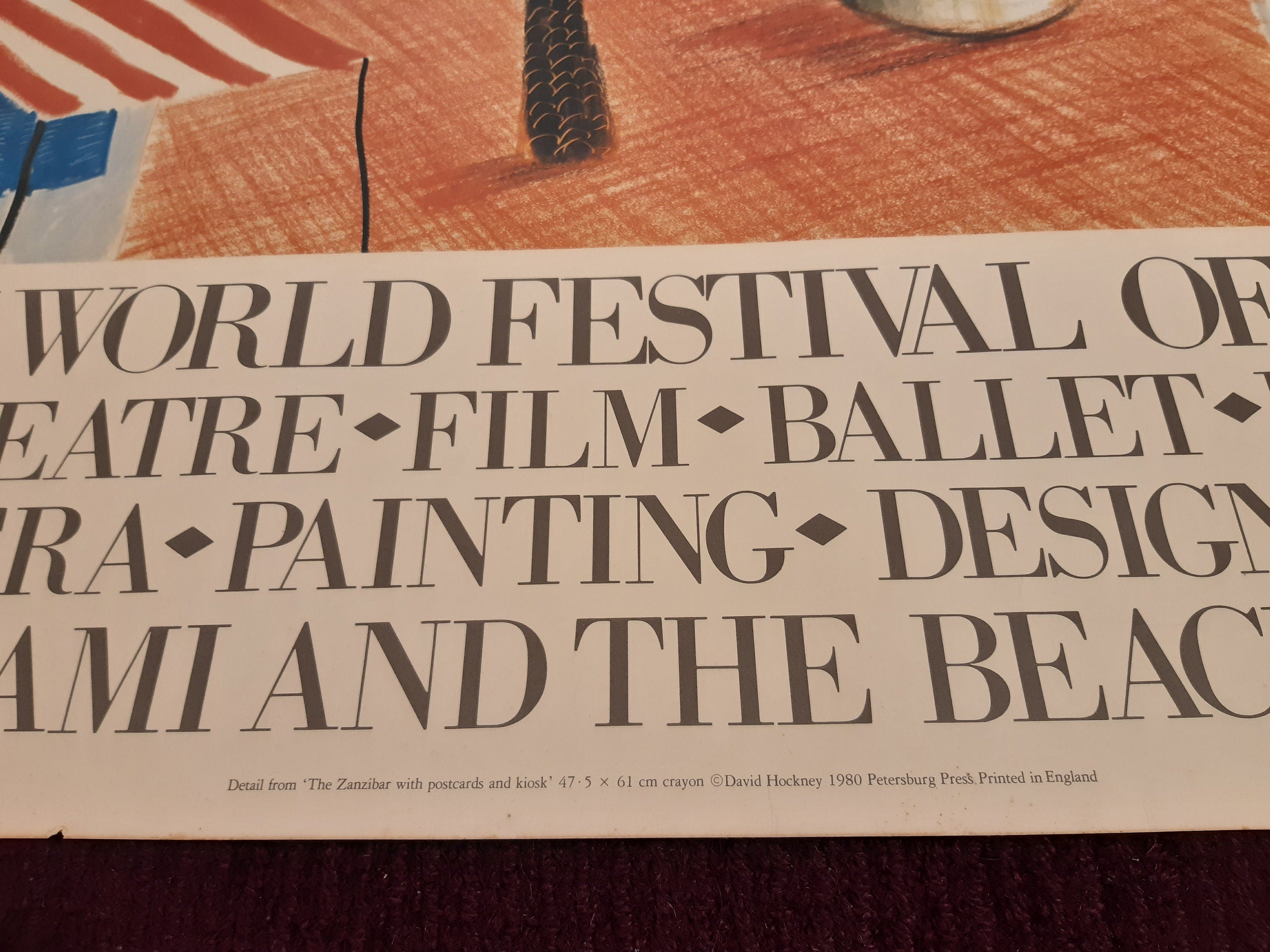 David Hockney original vintage art poster - 35.8"×38.6" (91×98cm)