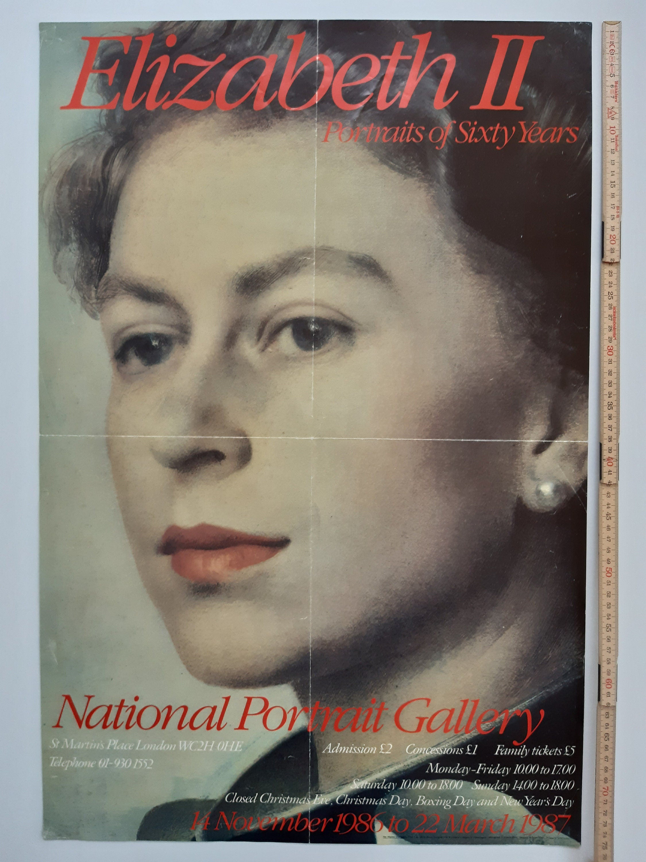 Queen Elizabeth II original art poster folded - 20.1"×29.9" (51×76cm)