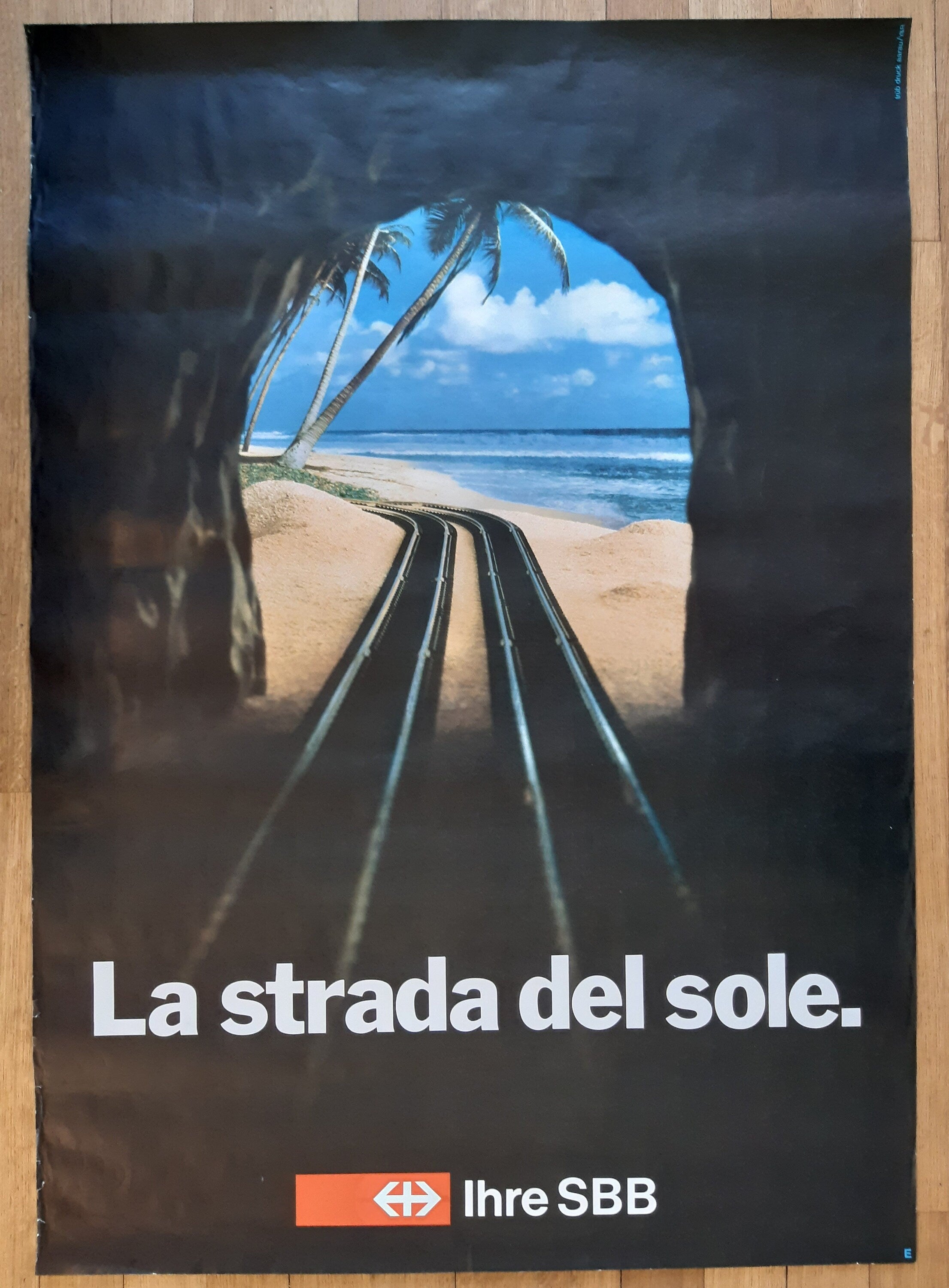 Schweizer Original-Reiseplakat der Bahn – 90,5 × 128 cm