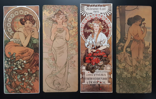 Alphonse Mucha art print lot of 4 - 7.3"×18.1" (18.5×46cm)