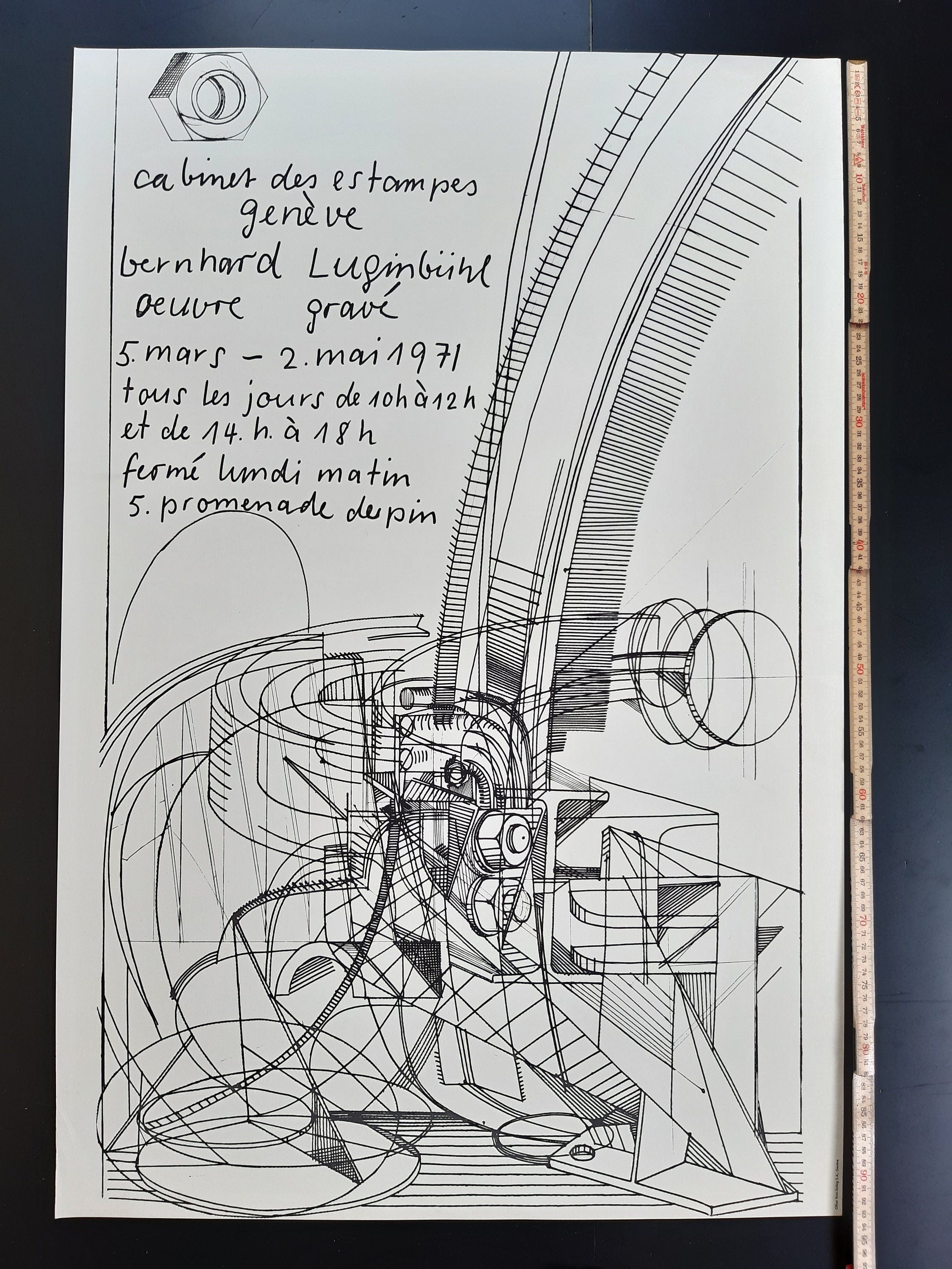 Bernhard Luginbühl original art exhibition poster - 24.8"×37.0" (63×94cm)