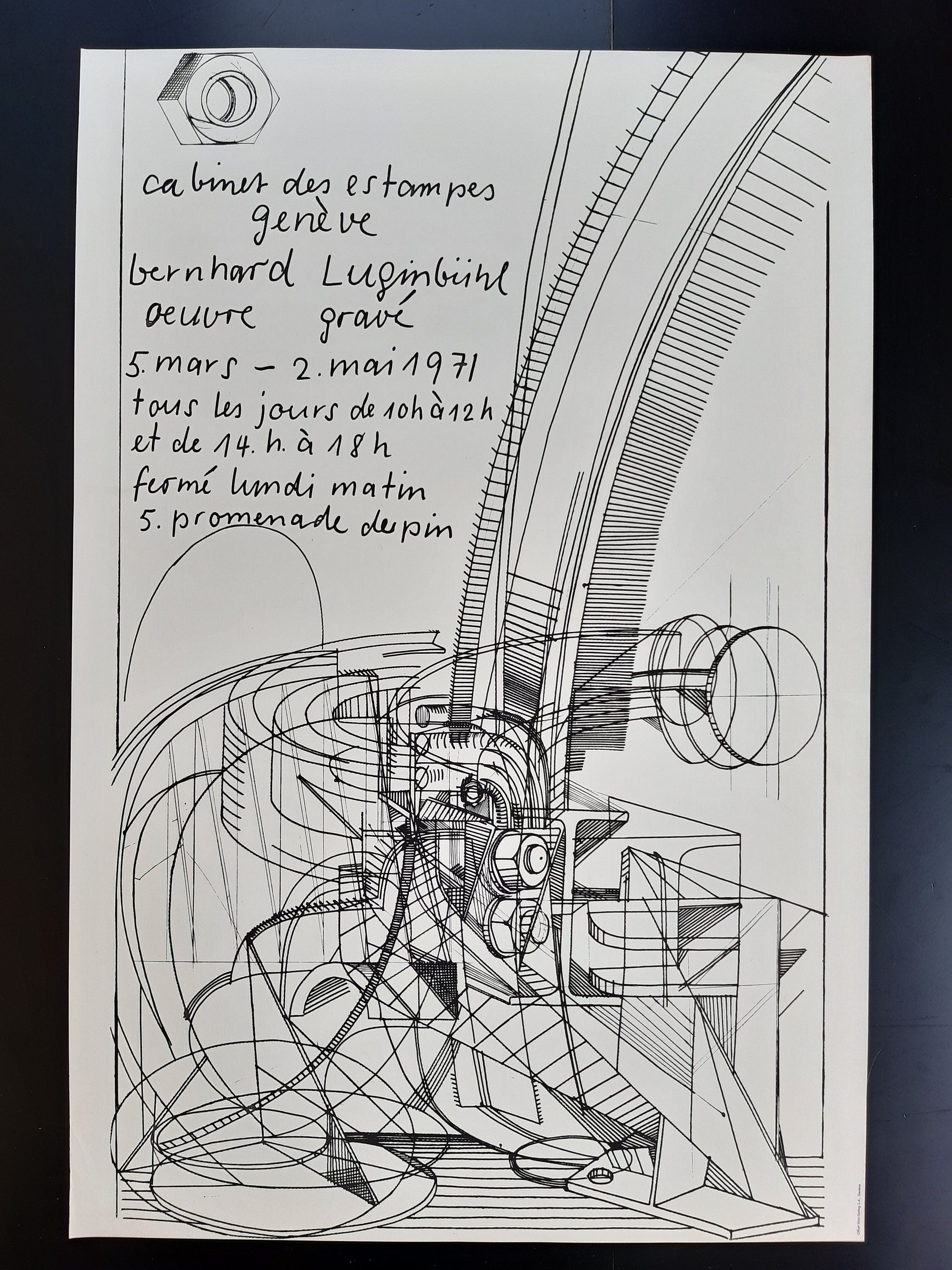 Bernhard Luginbühl original art exhibition poster - 24.8"×37.0" (63×94cm)