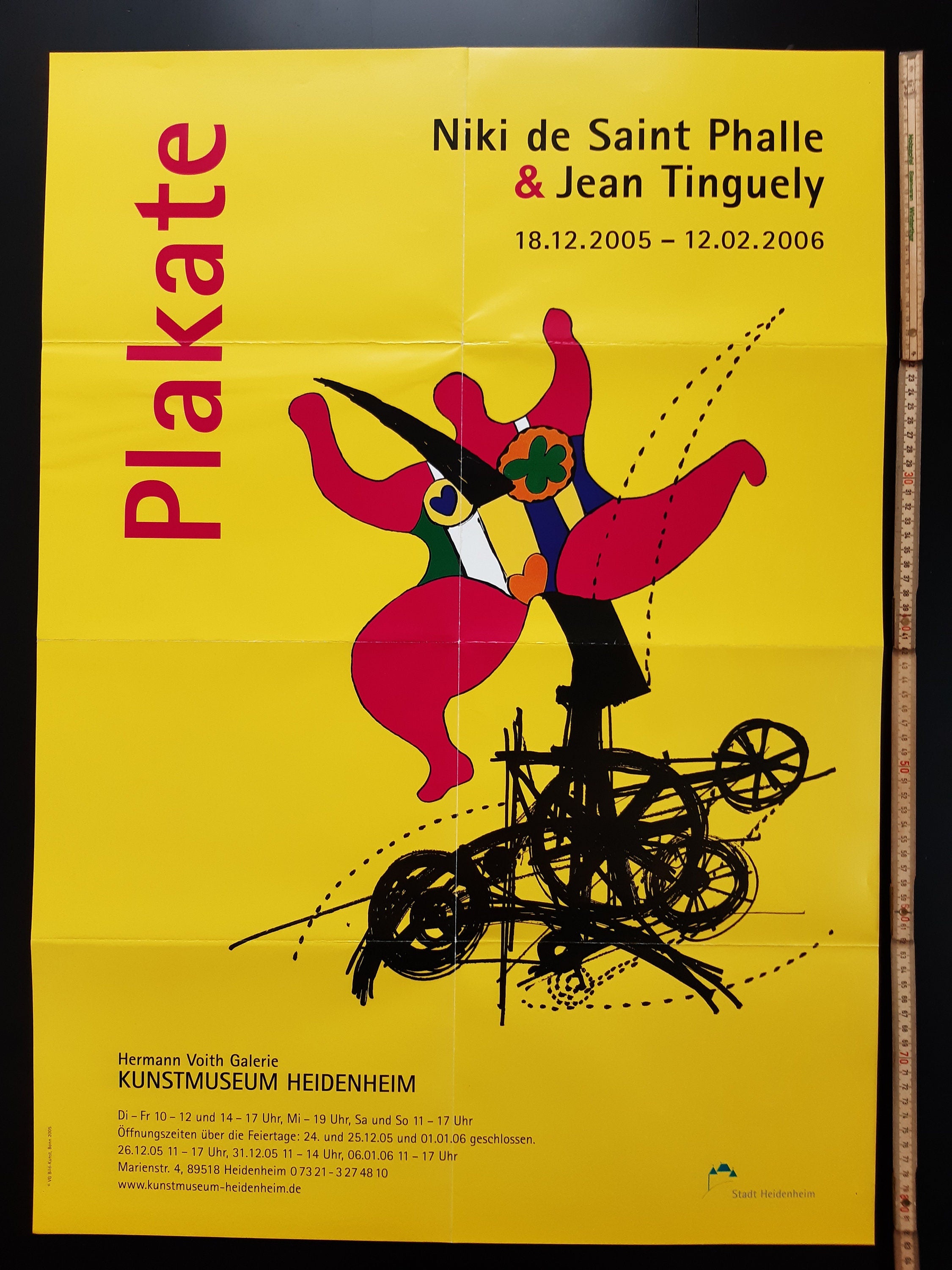 Niki de Saint Phalle Jean Tinguely art exhibition poster folded - 23.4"×33.1" (59.5×84cm)