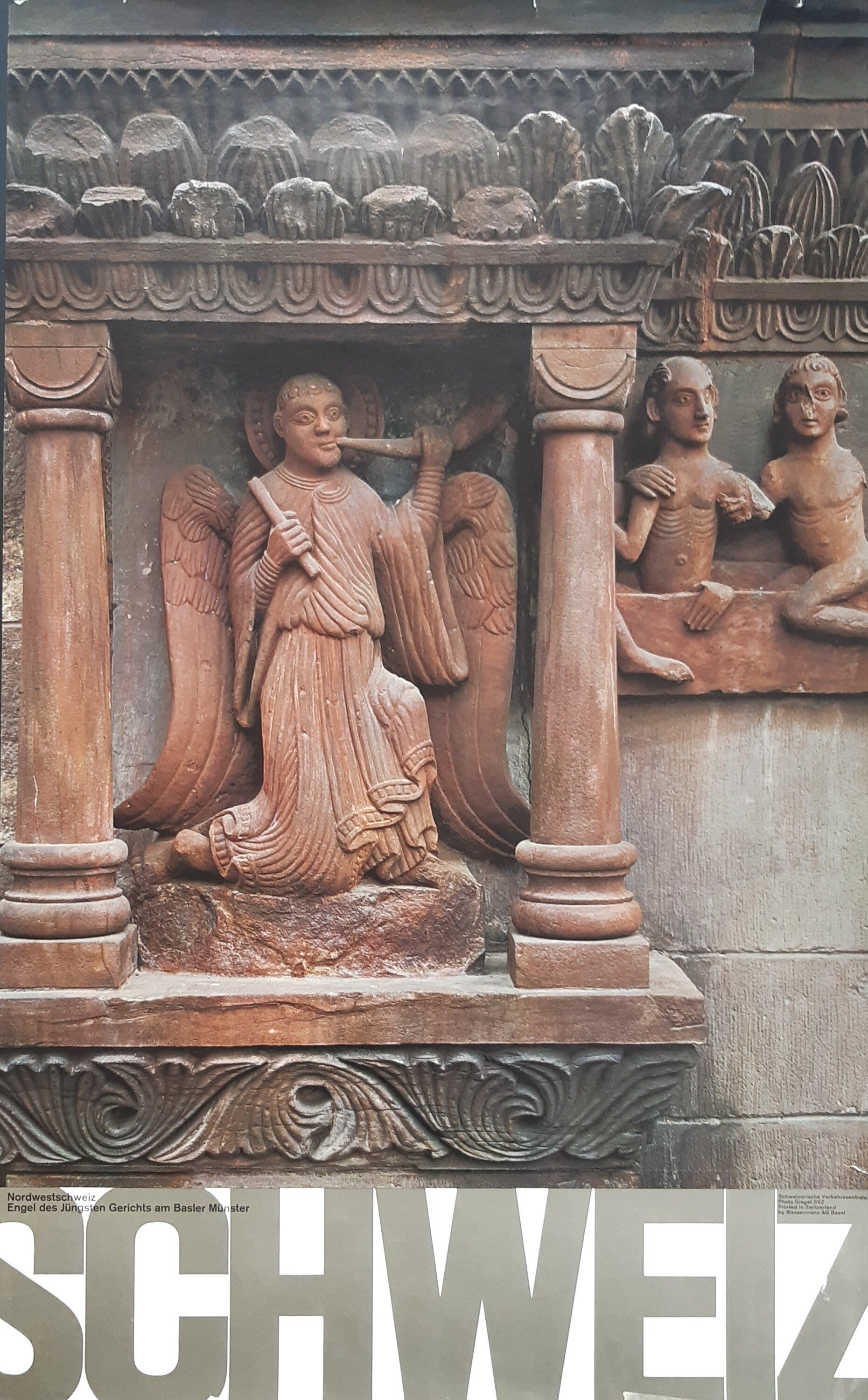 Schweizer Vintage-Museumsausstellungsplakat mittelalterliche Skulptur – 64×102cm (25.2"×40.2")
