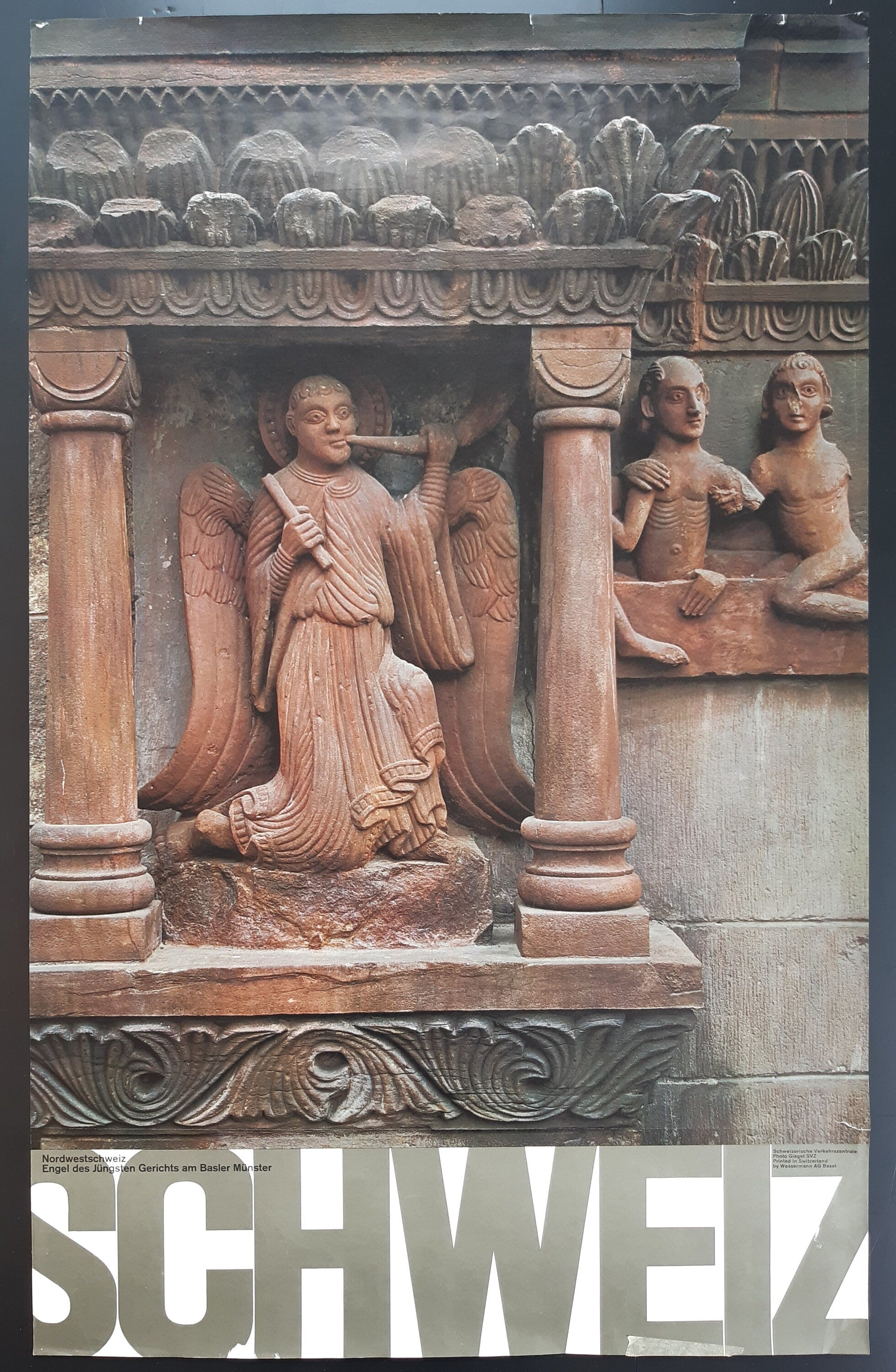 Schweizer Vintage-Museumsausstellungsplakat mittelalterliche Skulptur – 64×102cm (25.2"×40.2")