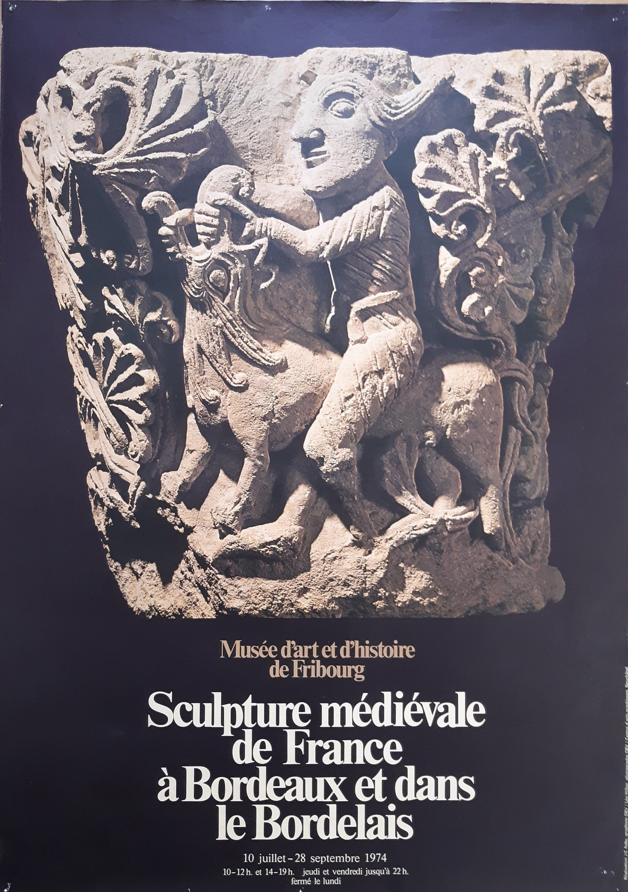 Schweizer Vintage Museums-Ausstellungsplakat mittelalterliche Skulptur – 89×128 cm (35.0"×50.4")