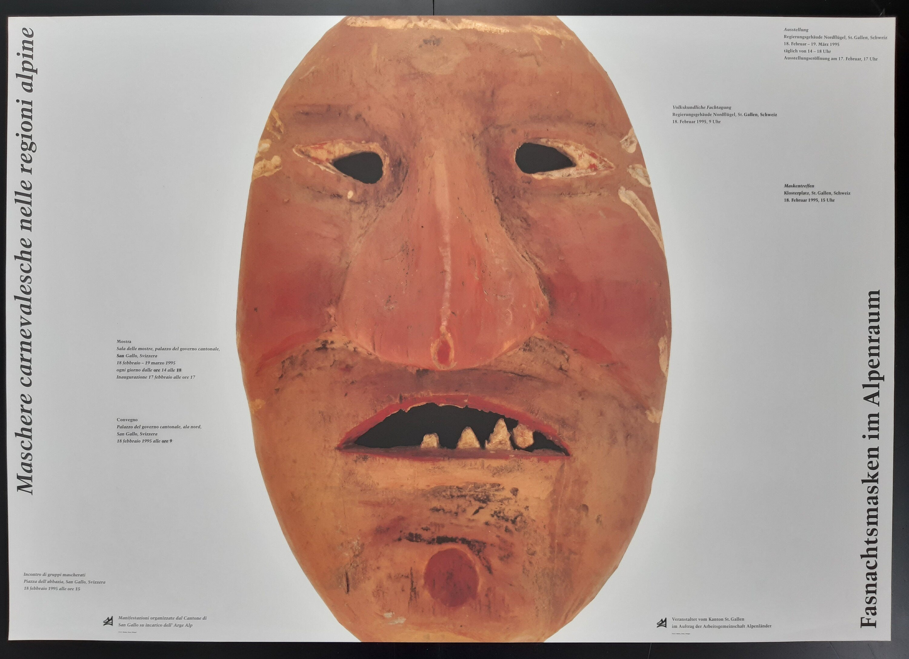 Schweizer Museum für historische Kultur Poster Fasnacht naive indigene Maske - 33.1"×23.4" (84×59.4cm)
