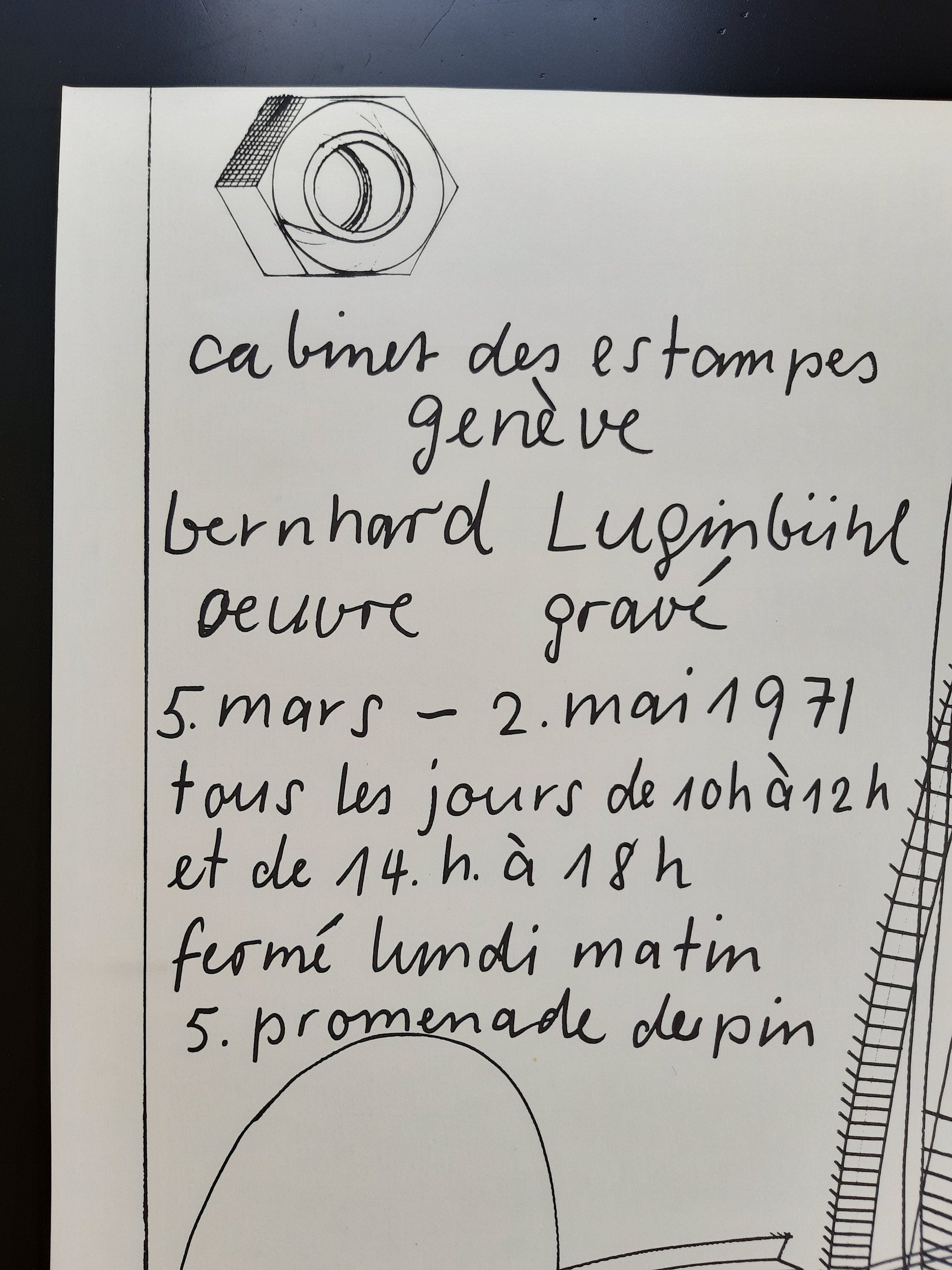 Bernhard Luginbühl original art exhibition poster - 24.8"×37.0" (63×94cm)