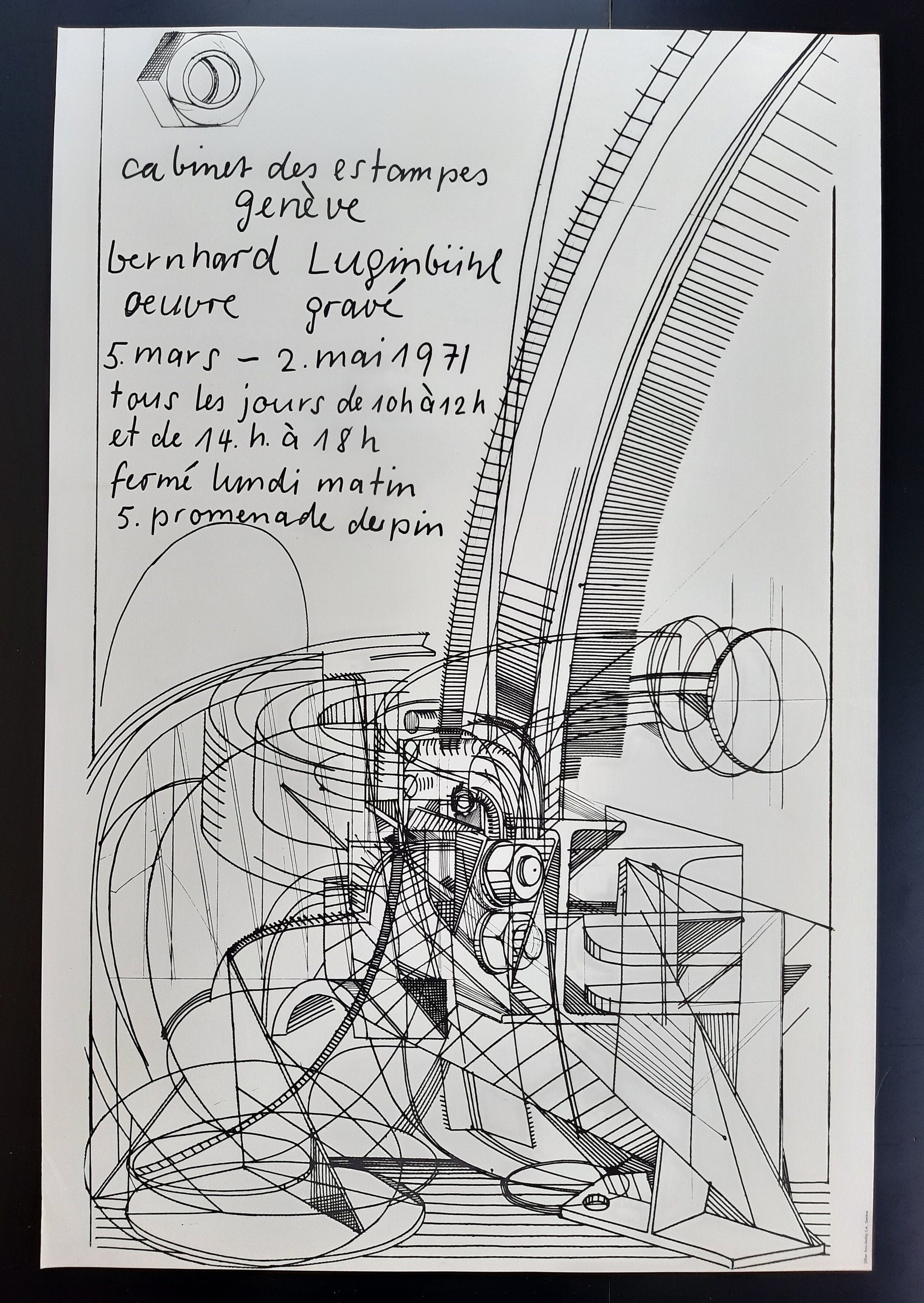 Bernhard Luginbühl original art exhibition poster - 24.8"×37.0" (63×94cm)