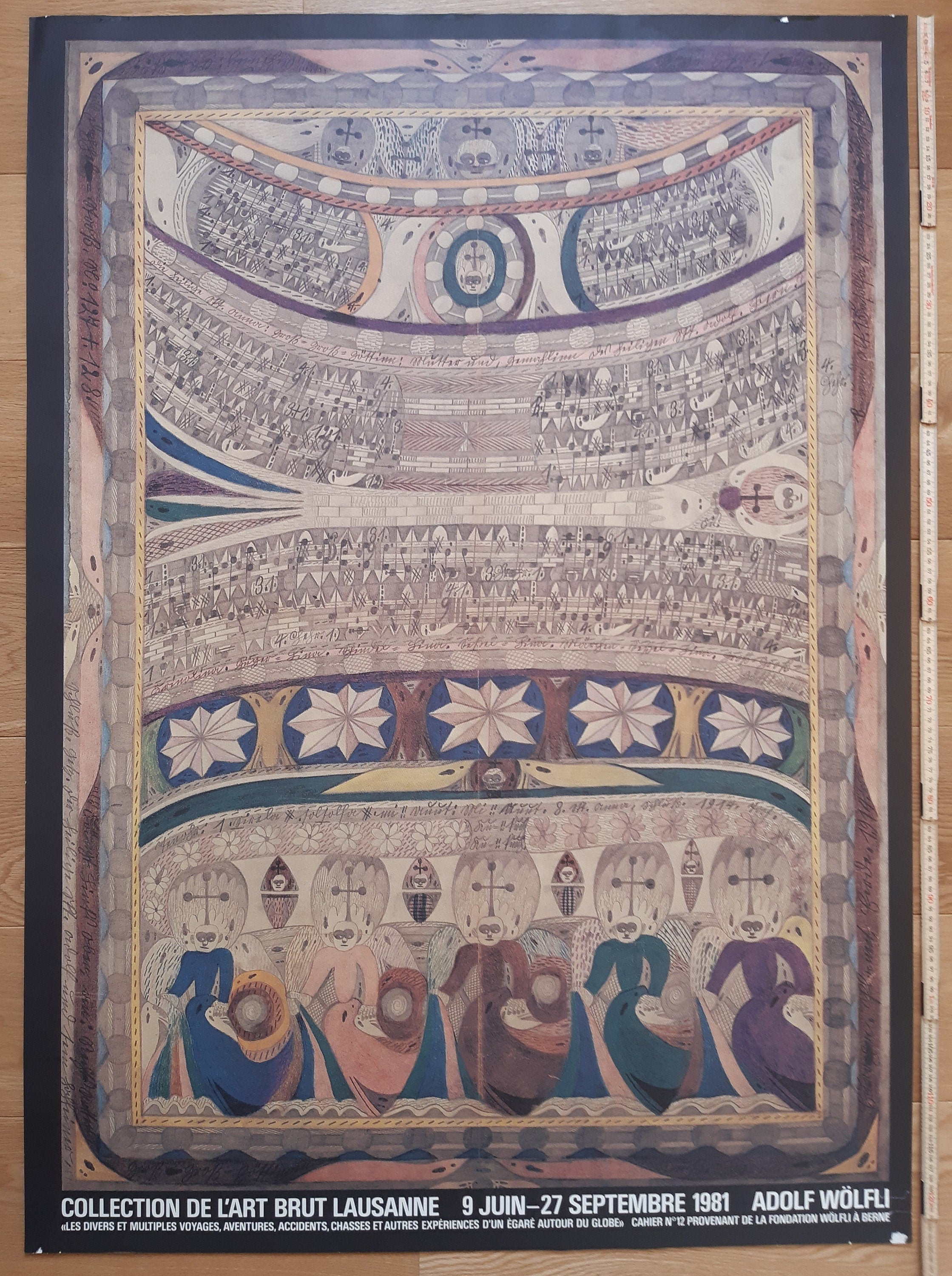 Affiche d'exposition d'œuvres originales d'Adolf Wölfli - 89,5 × 125 cm