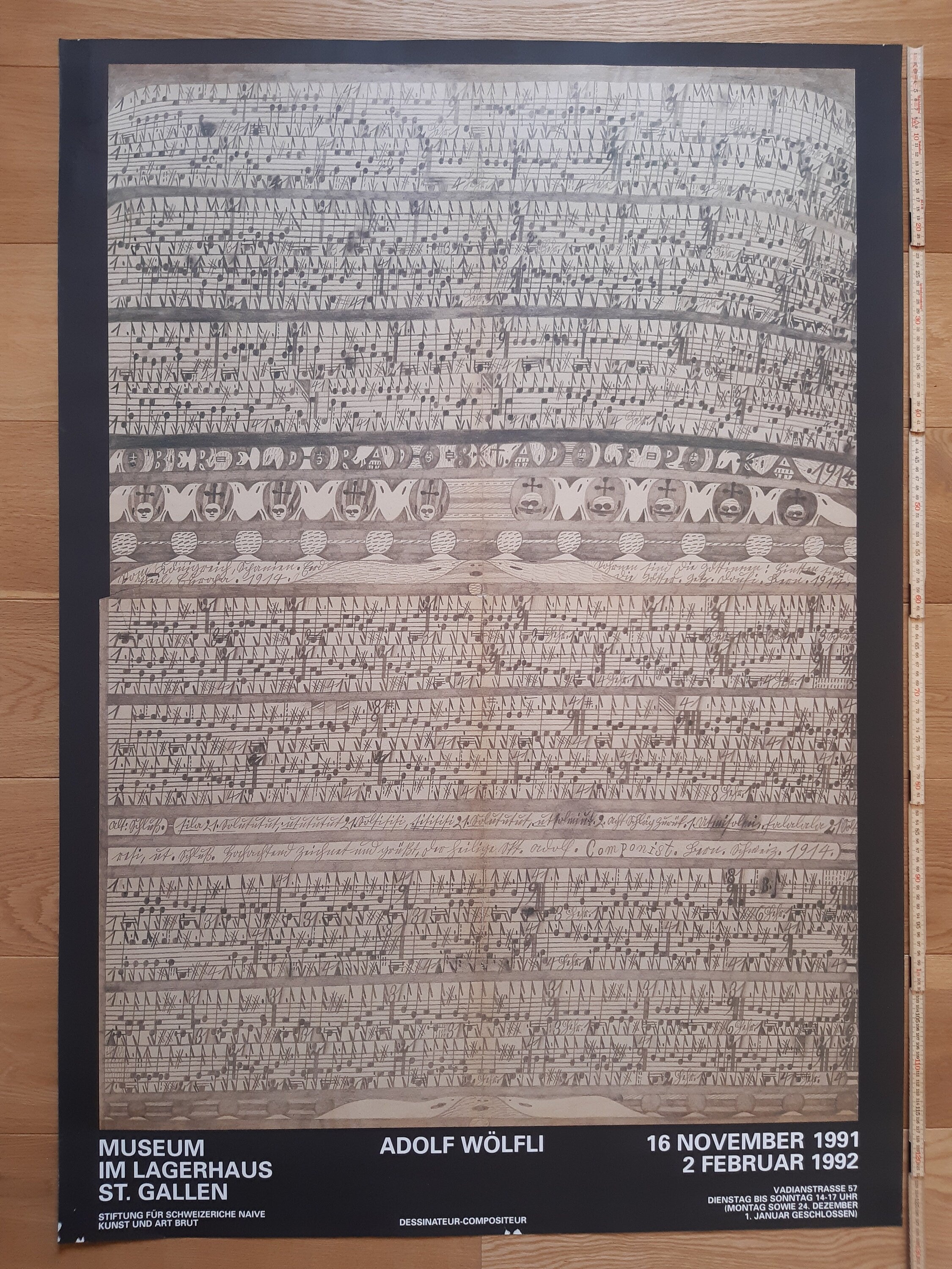 Affiche d'exposition d'œuvres originales d'Adolf Wölfli - 89,5×128cm