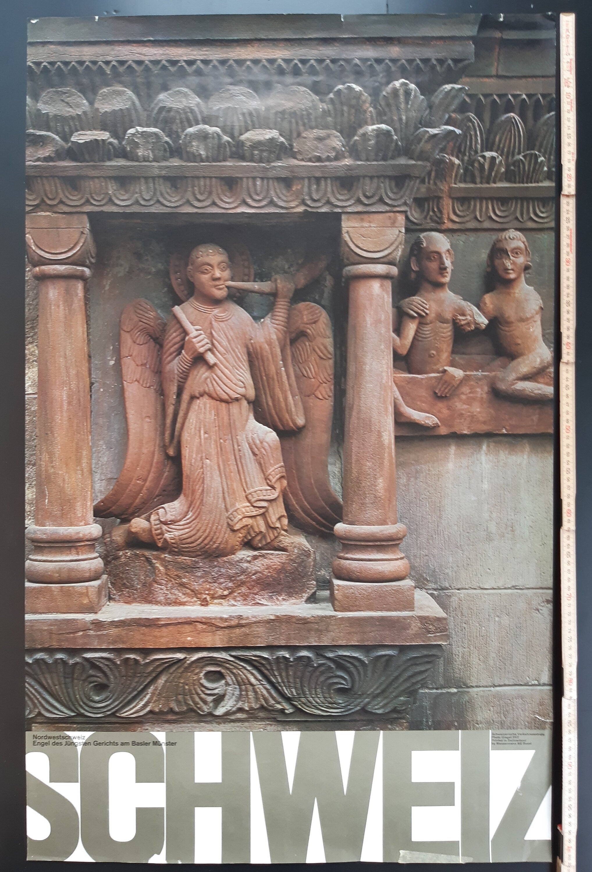 Schweizer Vintage-Museumsausstellungsplakat mittelalterliche Skulptur – 64×102cm (25.2"×40.2")