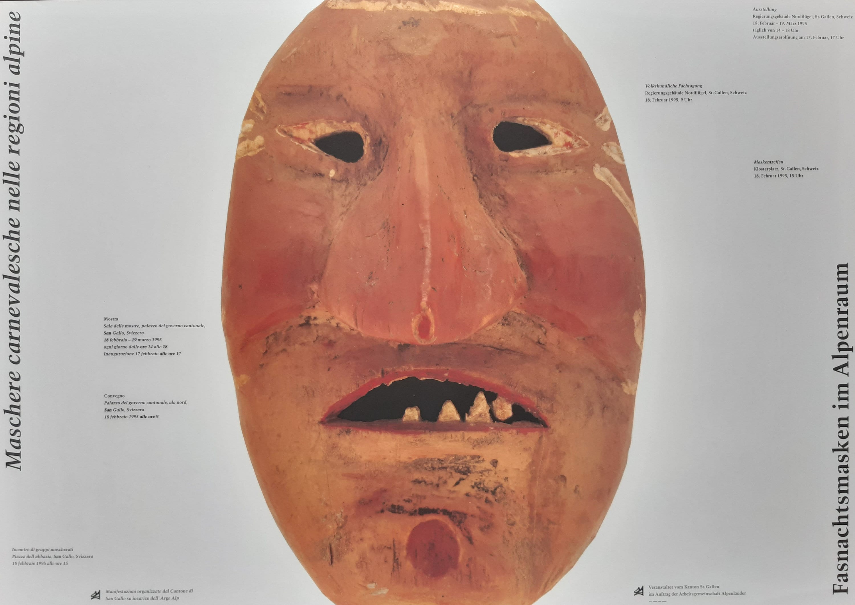 Schweizer Museum für historische Kultur Poster Fasnacht naive indigene Maske - 33.1"×23.4" (84×59.4cm)