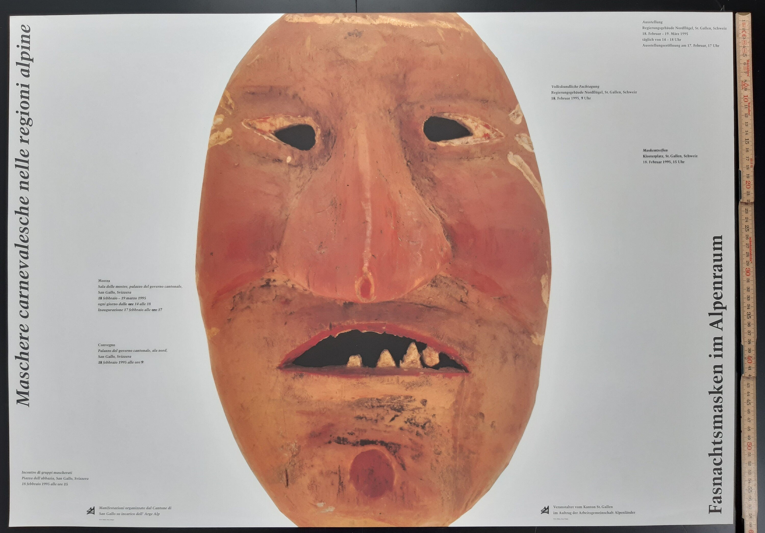 Schweizer Museum für historische Kultur Poster Fasnacht naive indigene Maske - 33.1"×23.4" (84×59.4cm)