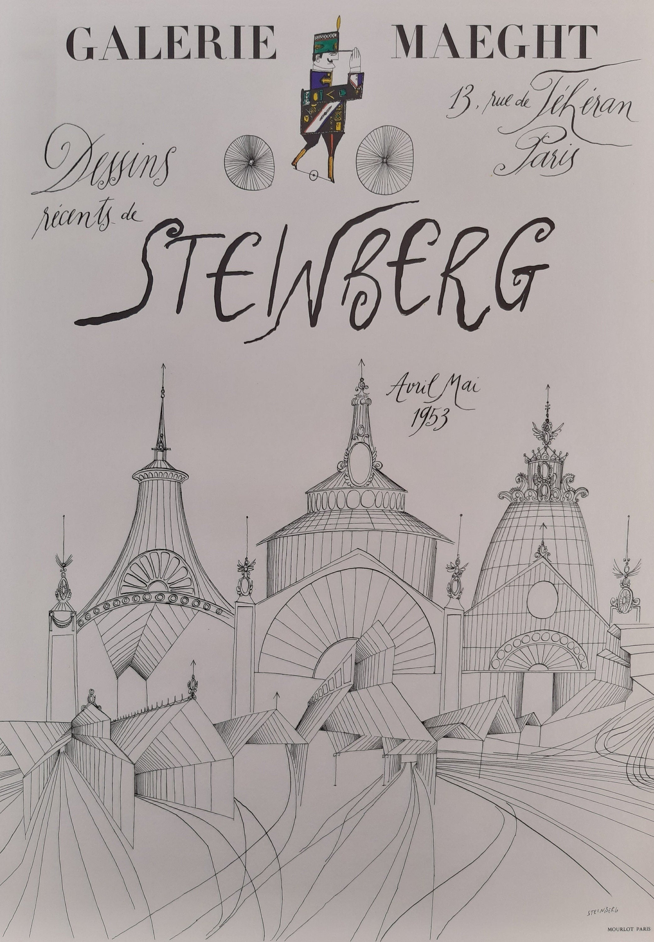 Saul Steinberg Original-Kunstdruckposter – 46,5 × 65 cm