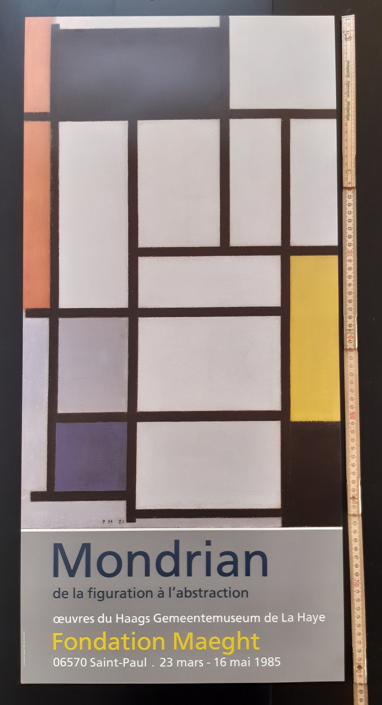 Piet Mondrian Original-Kunstdruck – 39×82 cm (15.4"×32.3")