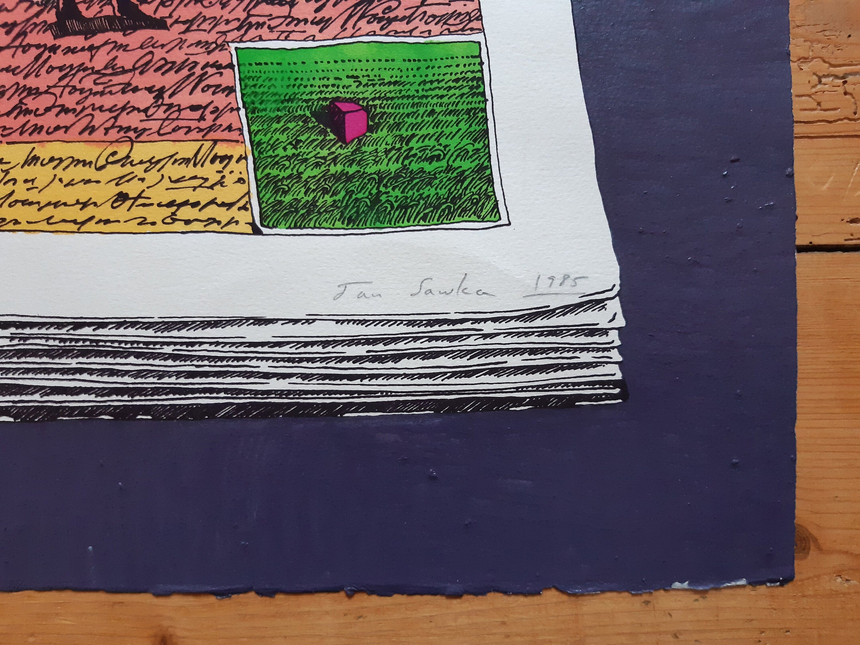 Jan Sawka Original-Kunstposter, handsigniert – 63 × 91 cm