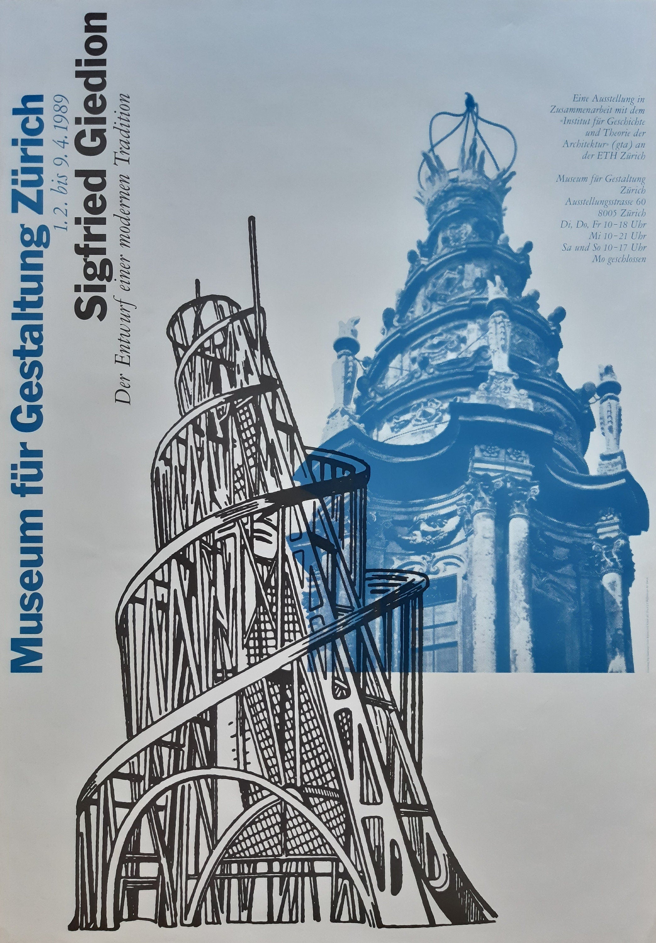 Sigfried Giedion original art exhibition poster - 35.6"×50.4" (90.5×128cm)