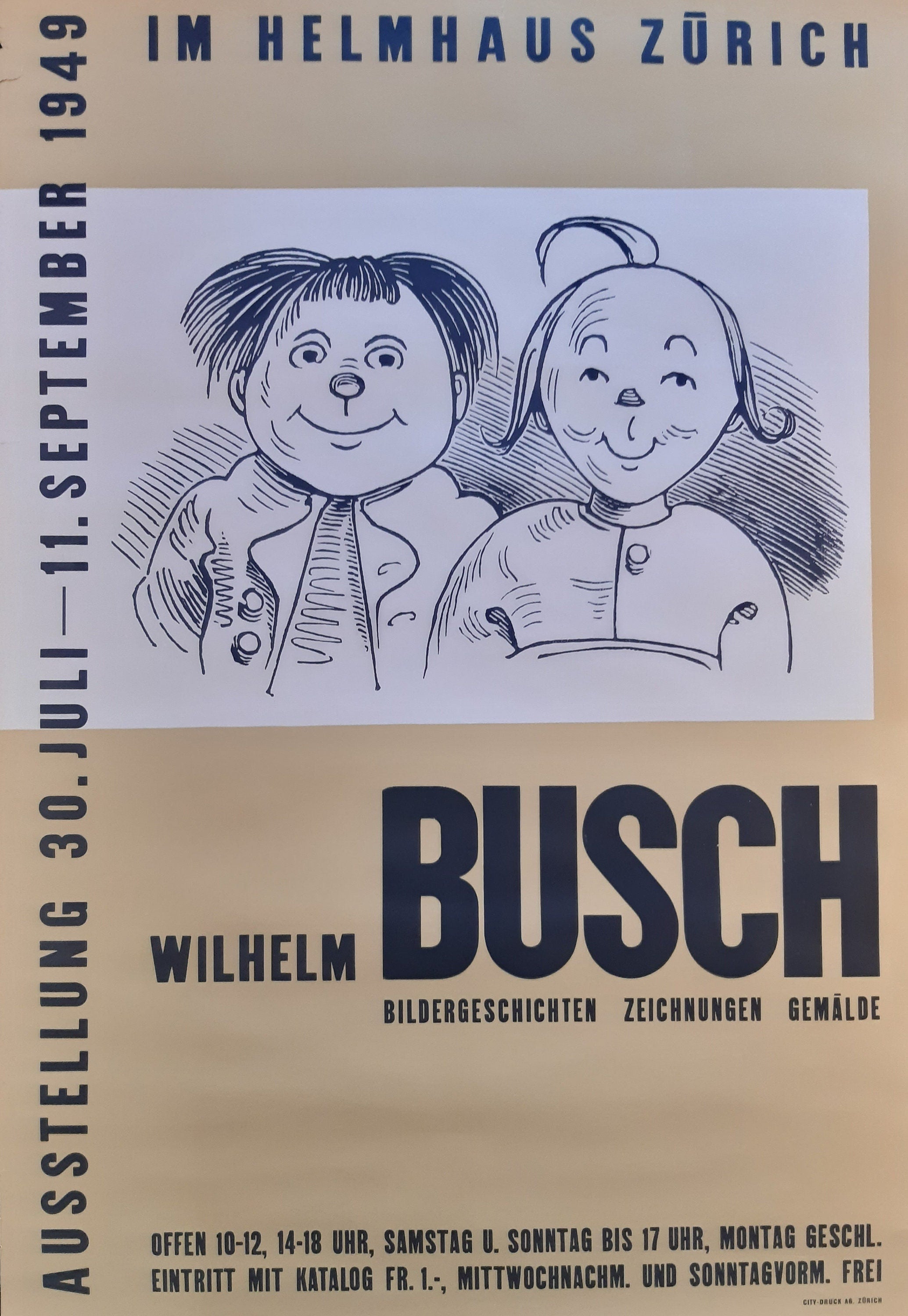 Affiche d'exposition d'art originale de Wilhelm Busch - 70×100cm