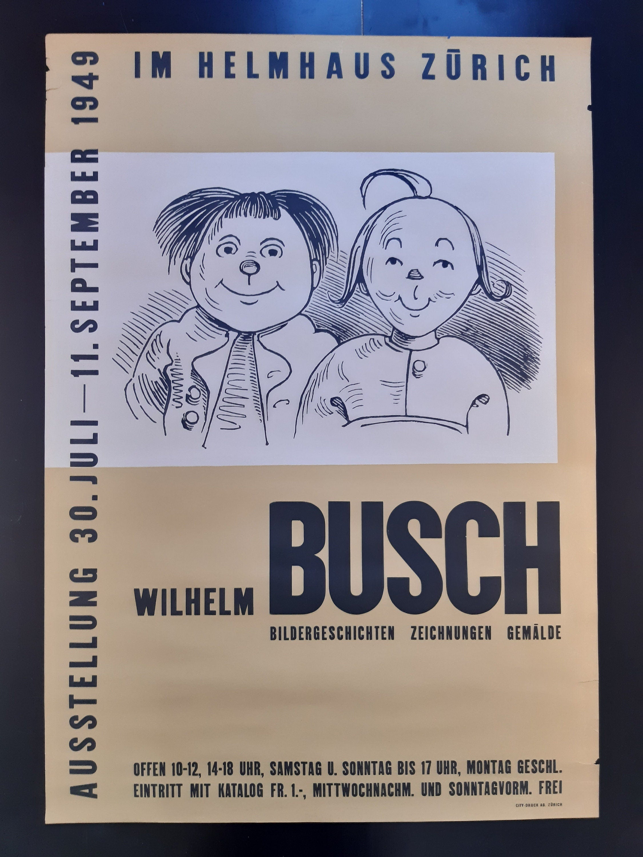 Affiche d'exposition d'art originale de Wilhelm Busch - 70×100cm
