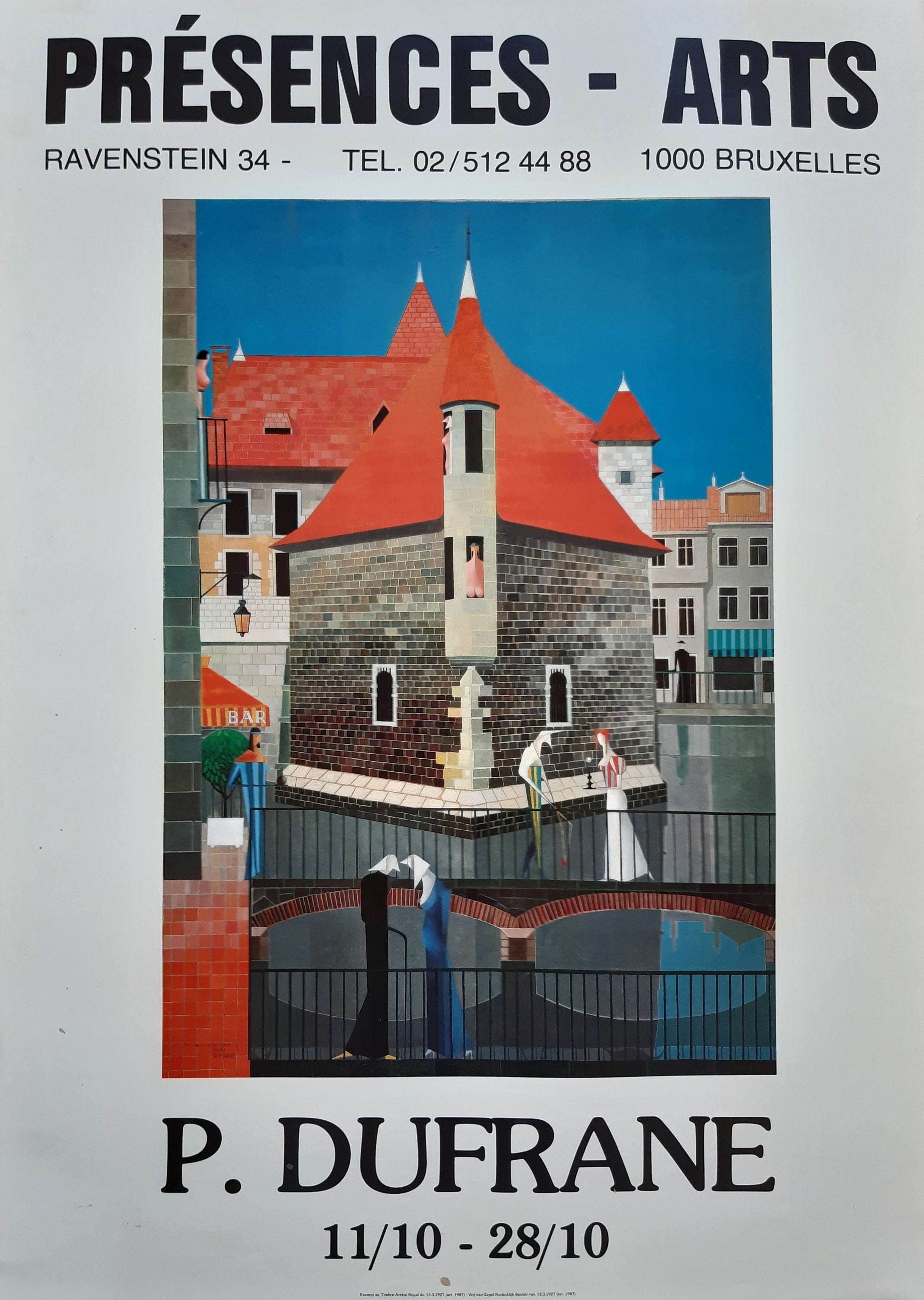 Paul Dufrane originales Kunstplakat, gebraucht - 51 x 70,5 cm