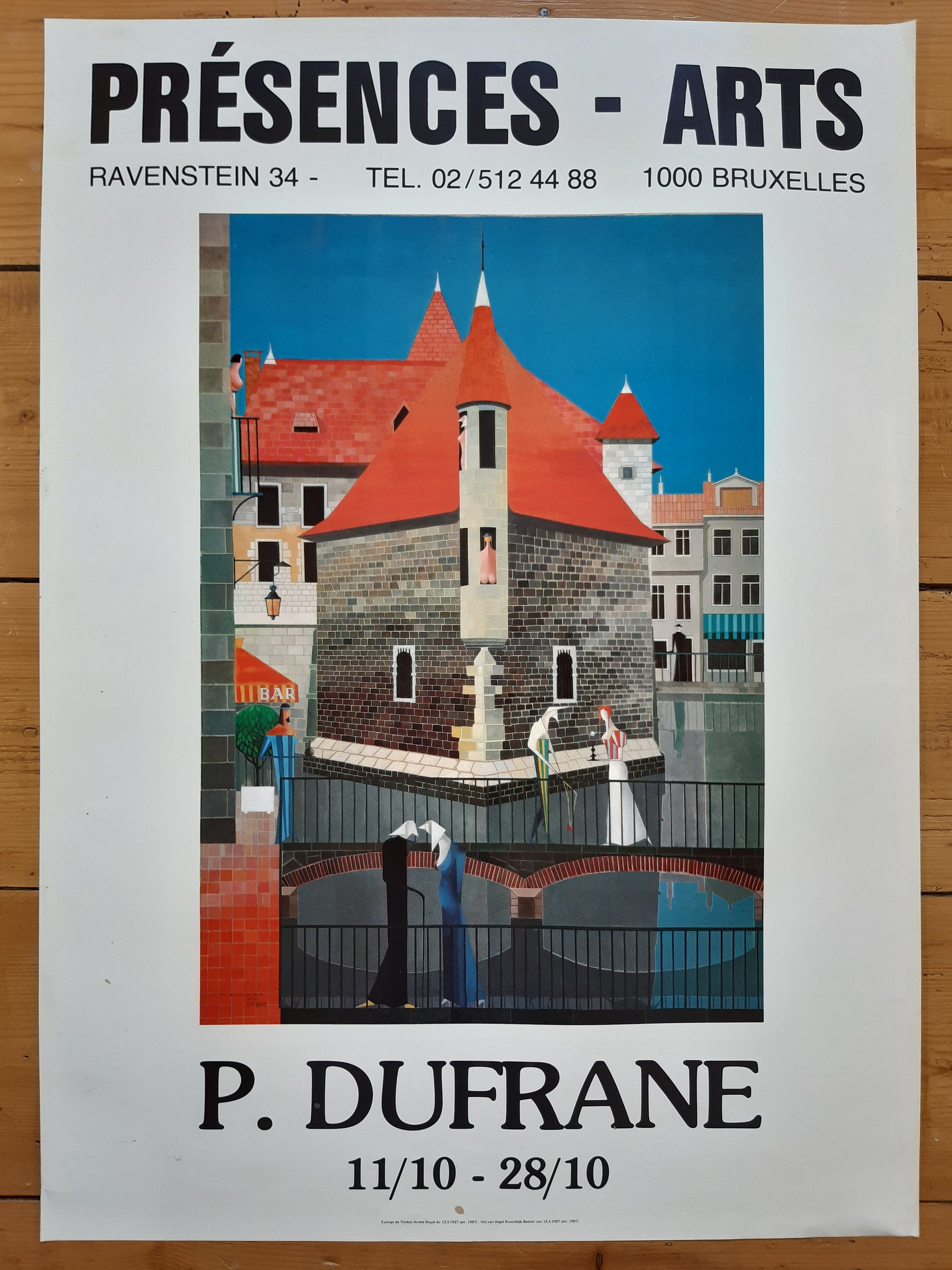 Paul Dufrane originales Kunstplakat, gebraucht - 51 x 70,5 cm