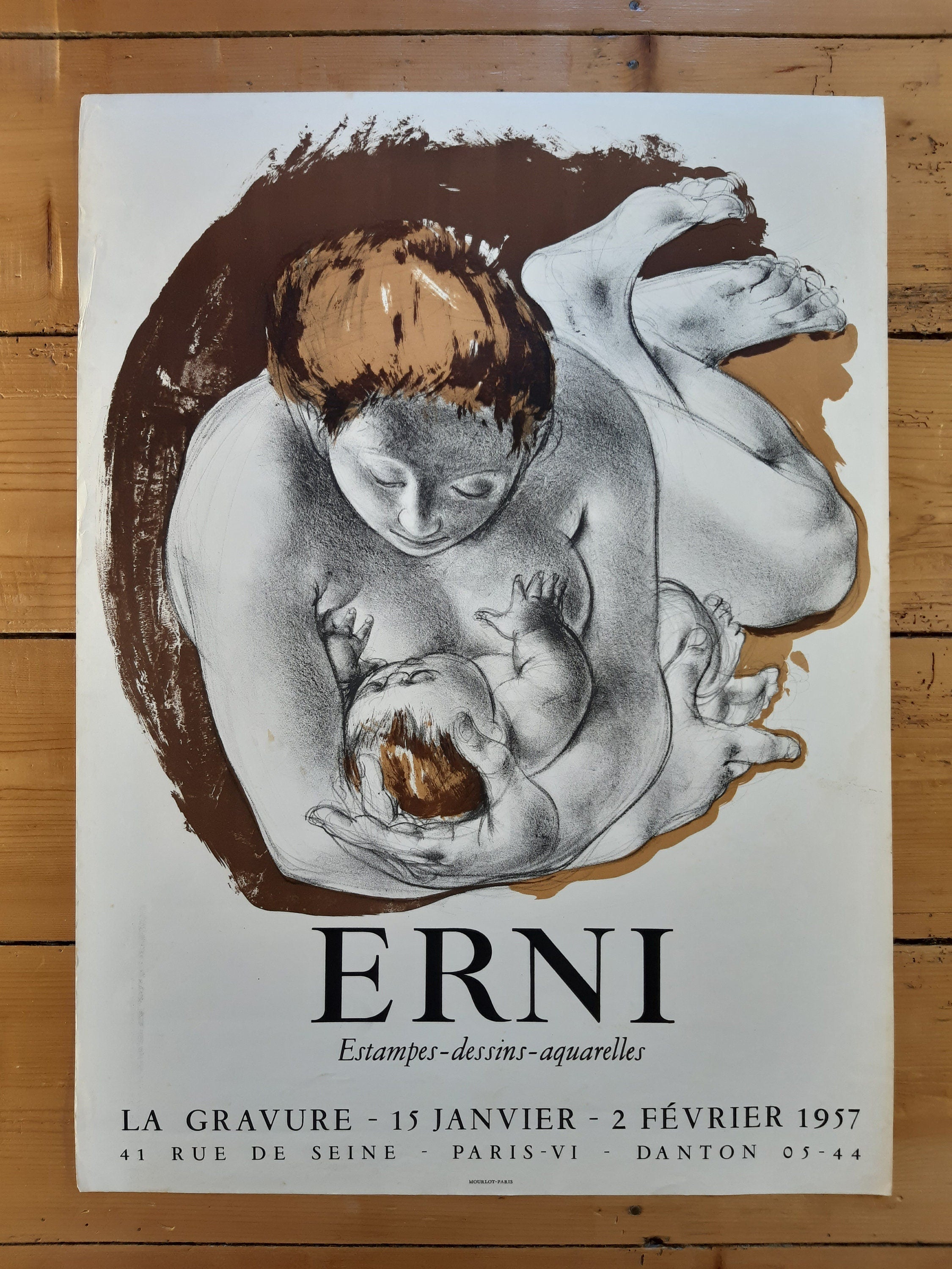 Hans Erni original art exhibition poster - 18.7"×25.6" (47.5×65cm)
