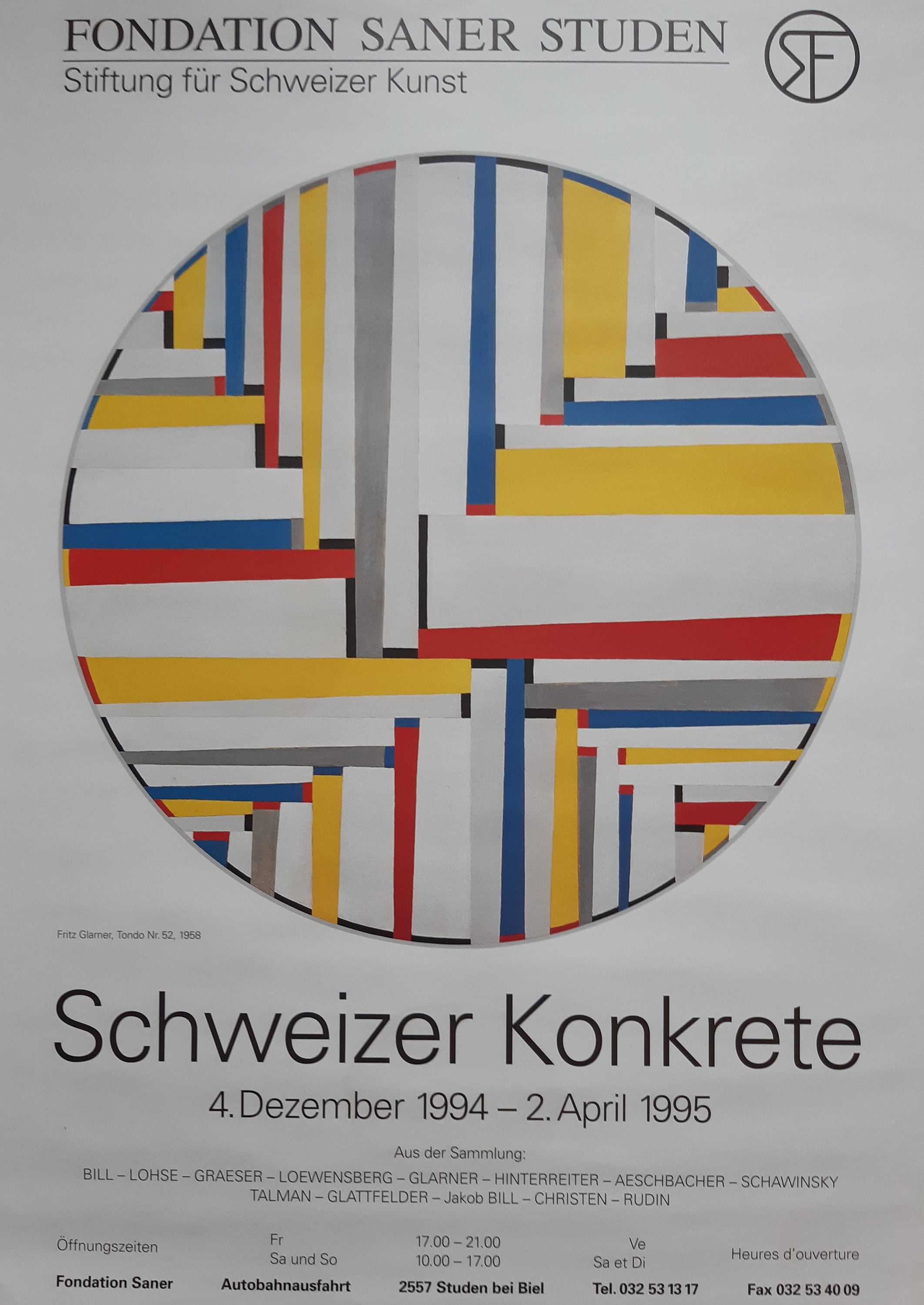 Fritz Glarner art exhibition poster - 27.6"×39.4" (70×100cm)