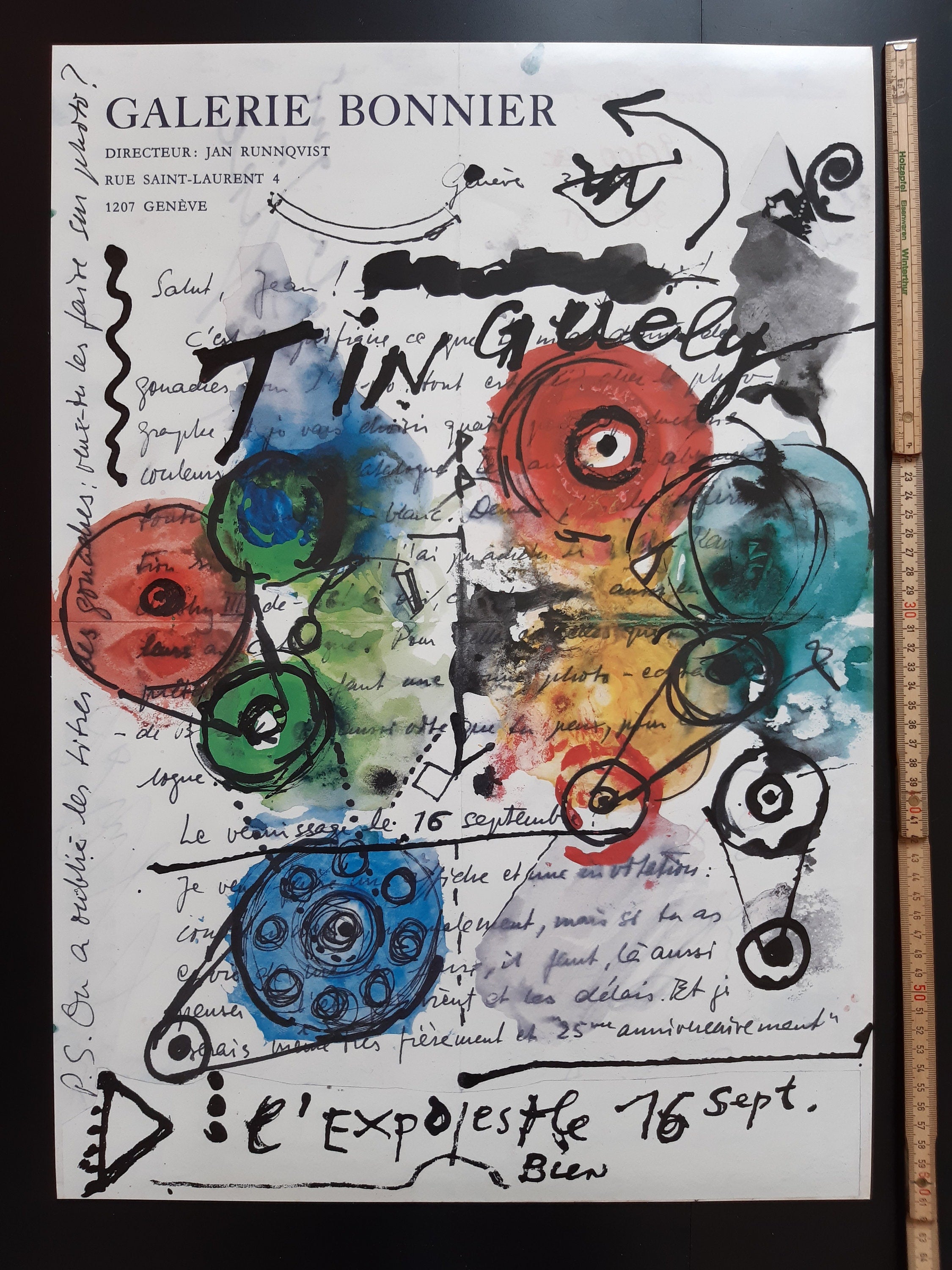 Jean Tinguely art exhibition poster - 17.1"×24.2" (43.5×61.5cm)