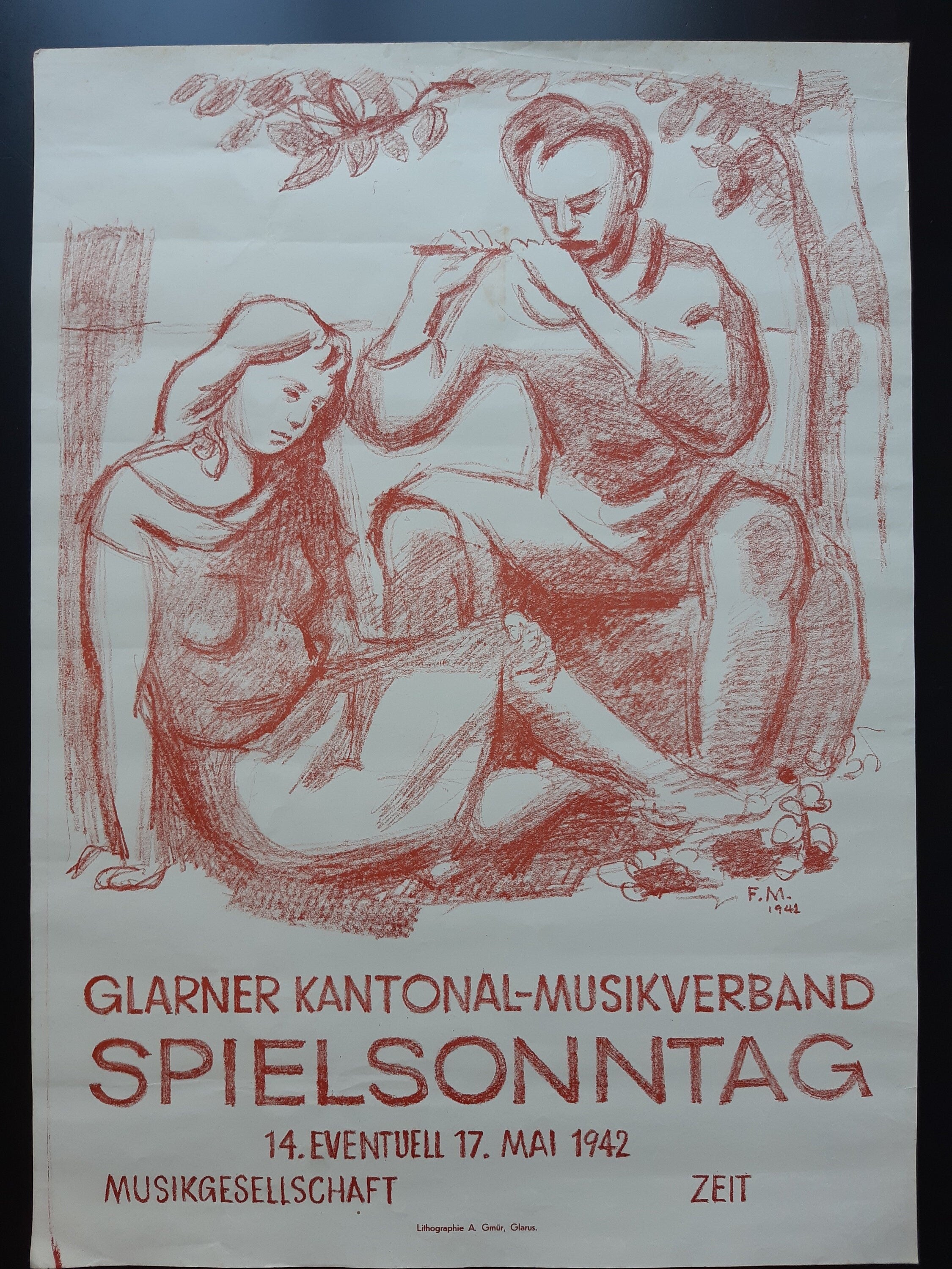 Schweizer Vintage Kultur Musik Poster Glarus - 50×69cm
