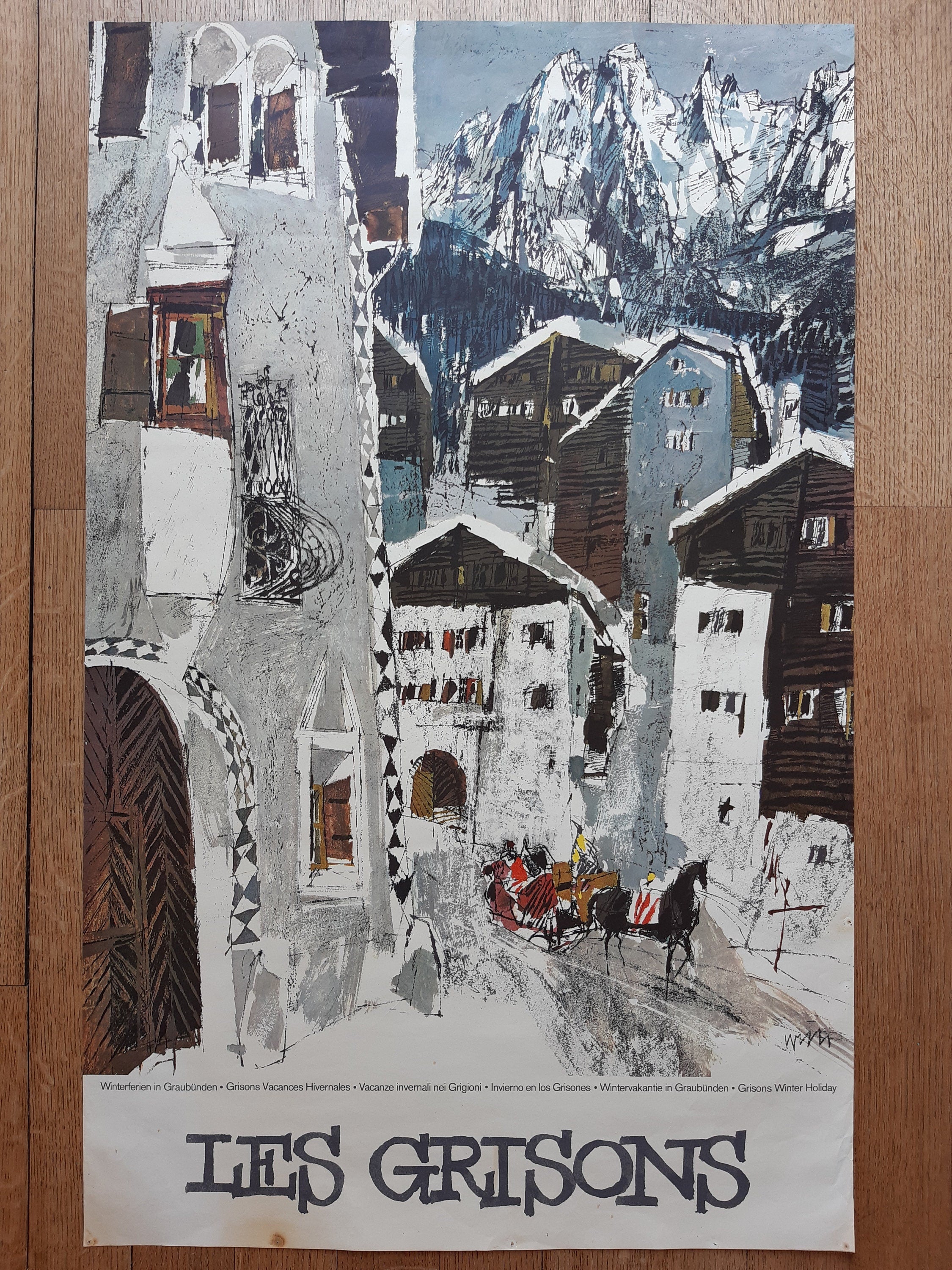 Schweizer Vintage-Reiseplakat Graubünden – 64 × 102 cm (25,2" × 40,2")