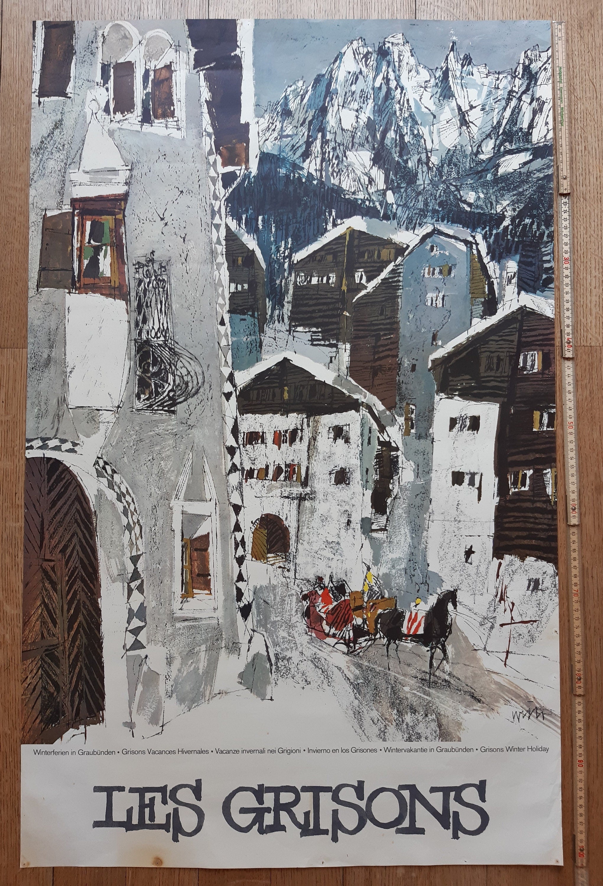 Schweizer Vintage-Reiseplakat Graubünden – 64 × 102 cm (25,2" × 40,2")