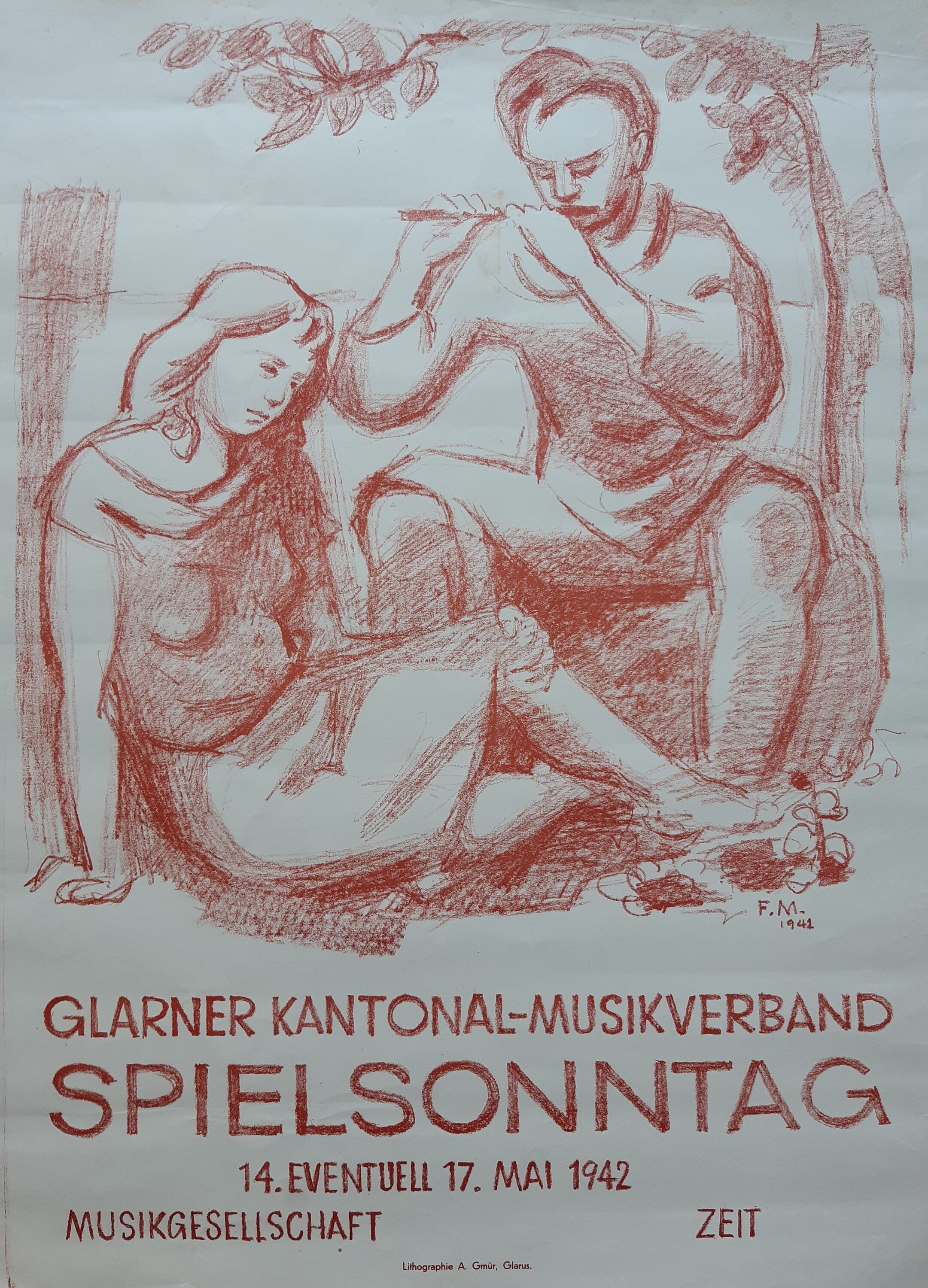 Schweizer Vintage Kultur Musik Poster Glarus - 50×69cm