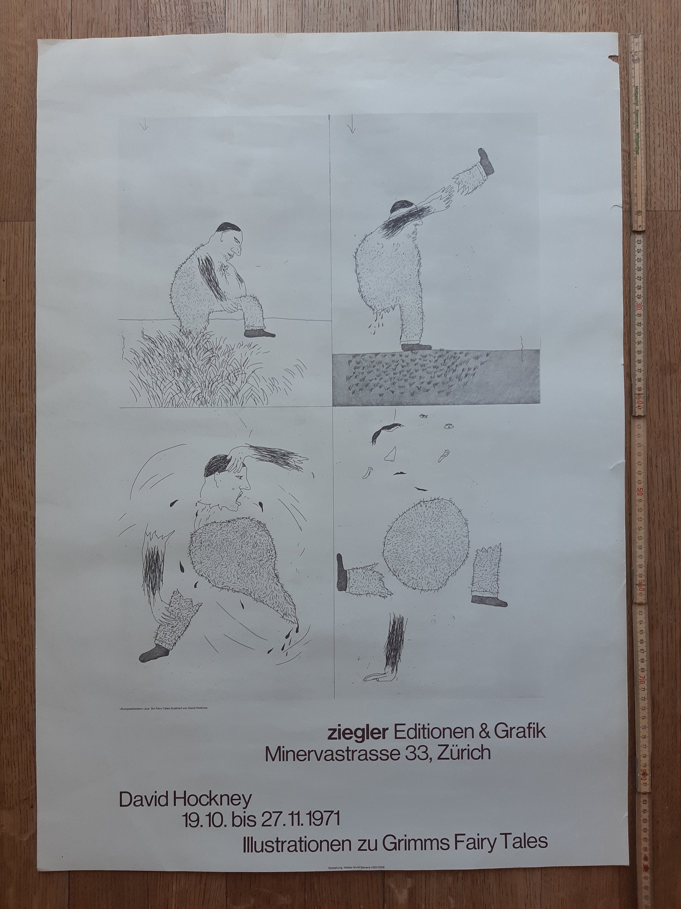 David Hockney original art poster used - 25.2"×35.4" (64×90cm)