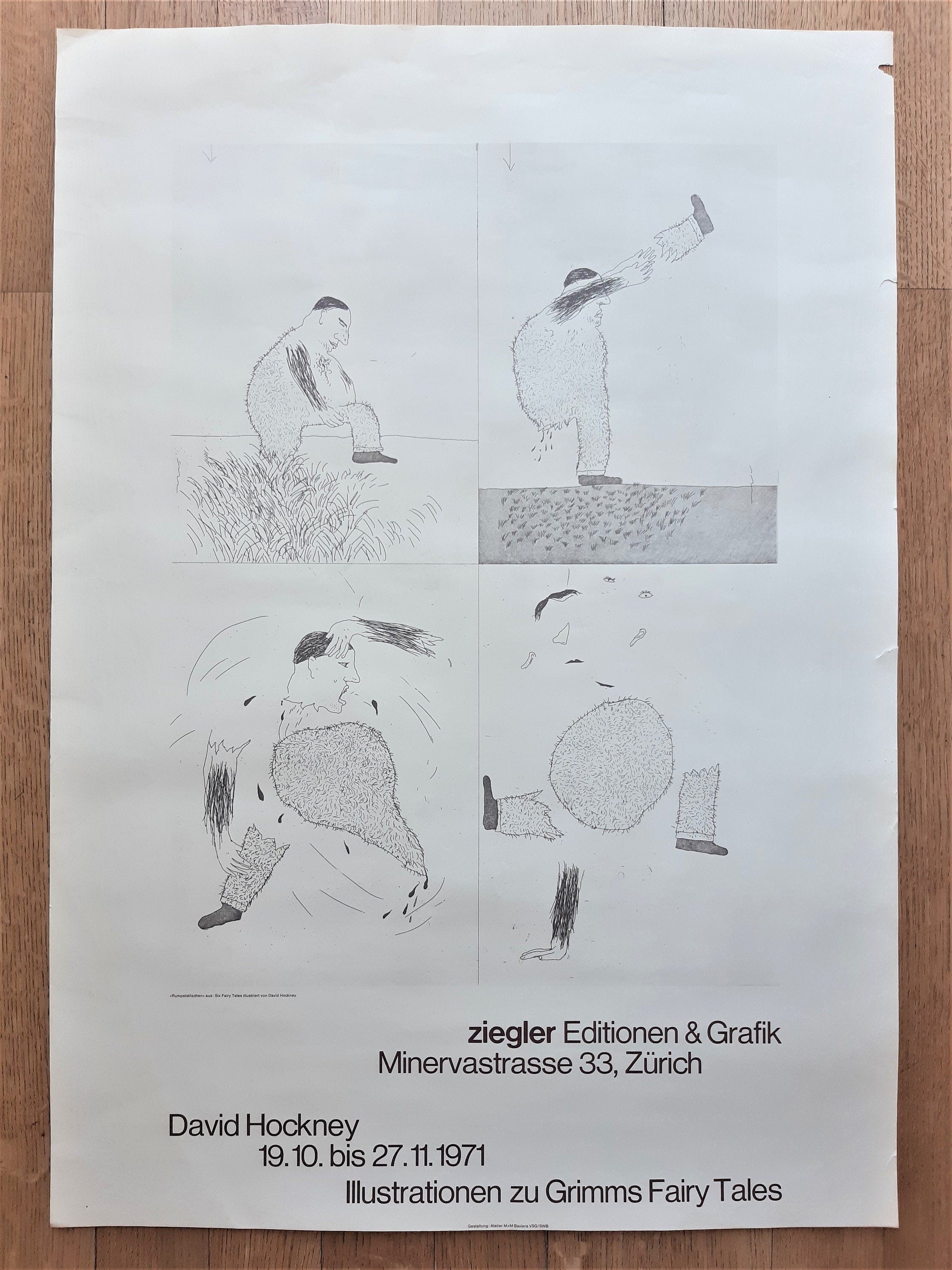 David Hockney original art poster used - 25.2"×35.4" (64×90cm)