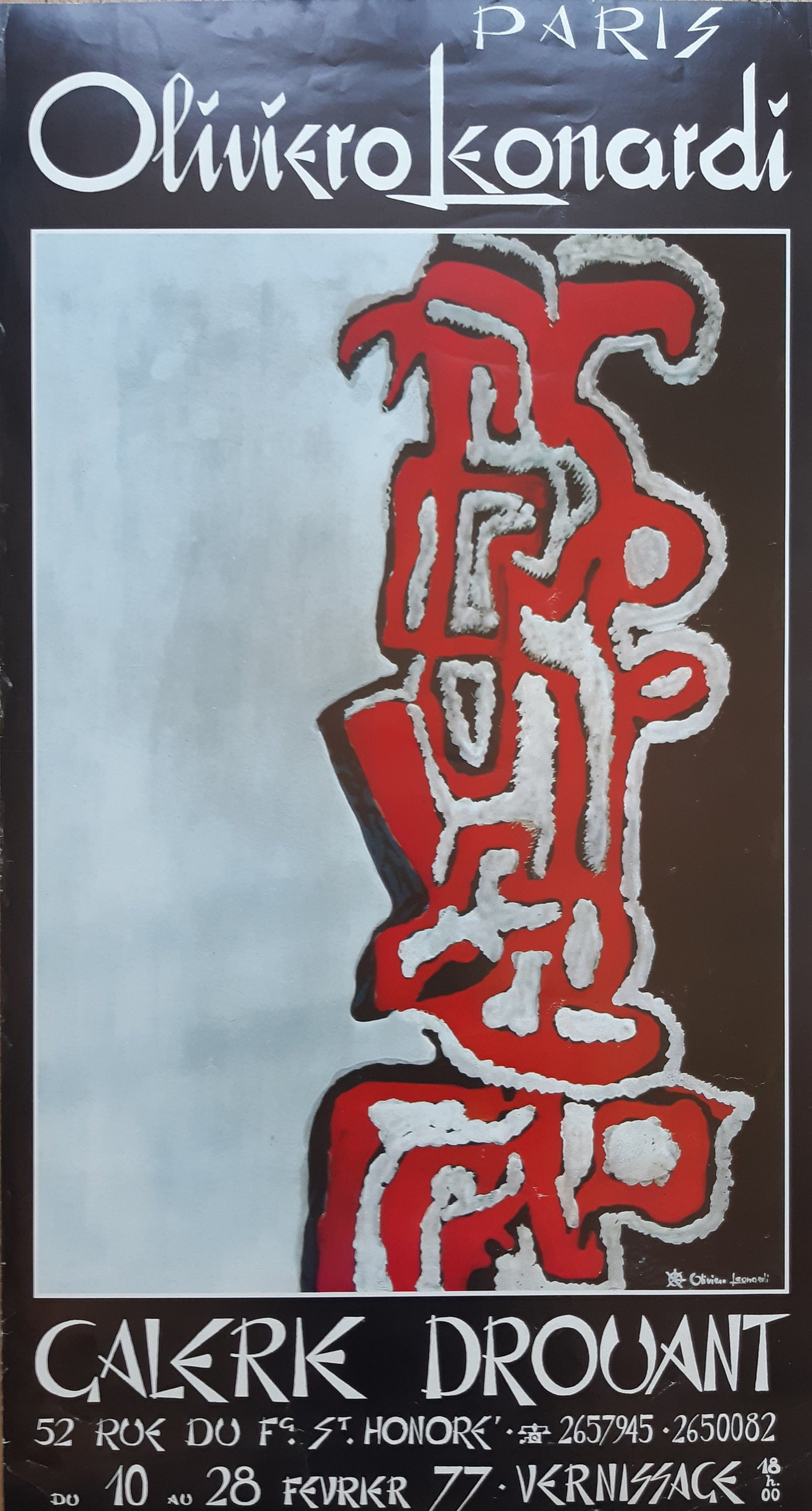 Oliviero Leonardi Original-Kunstausstellungsplakat – 39,7×74cm