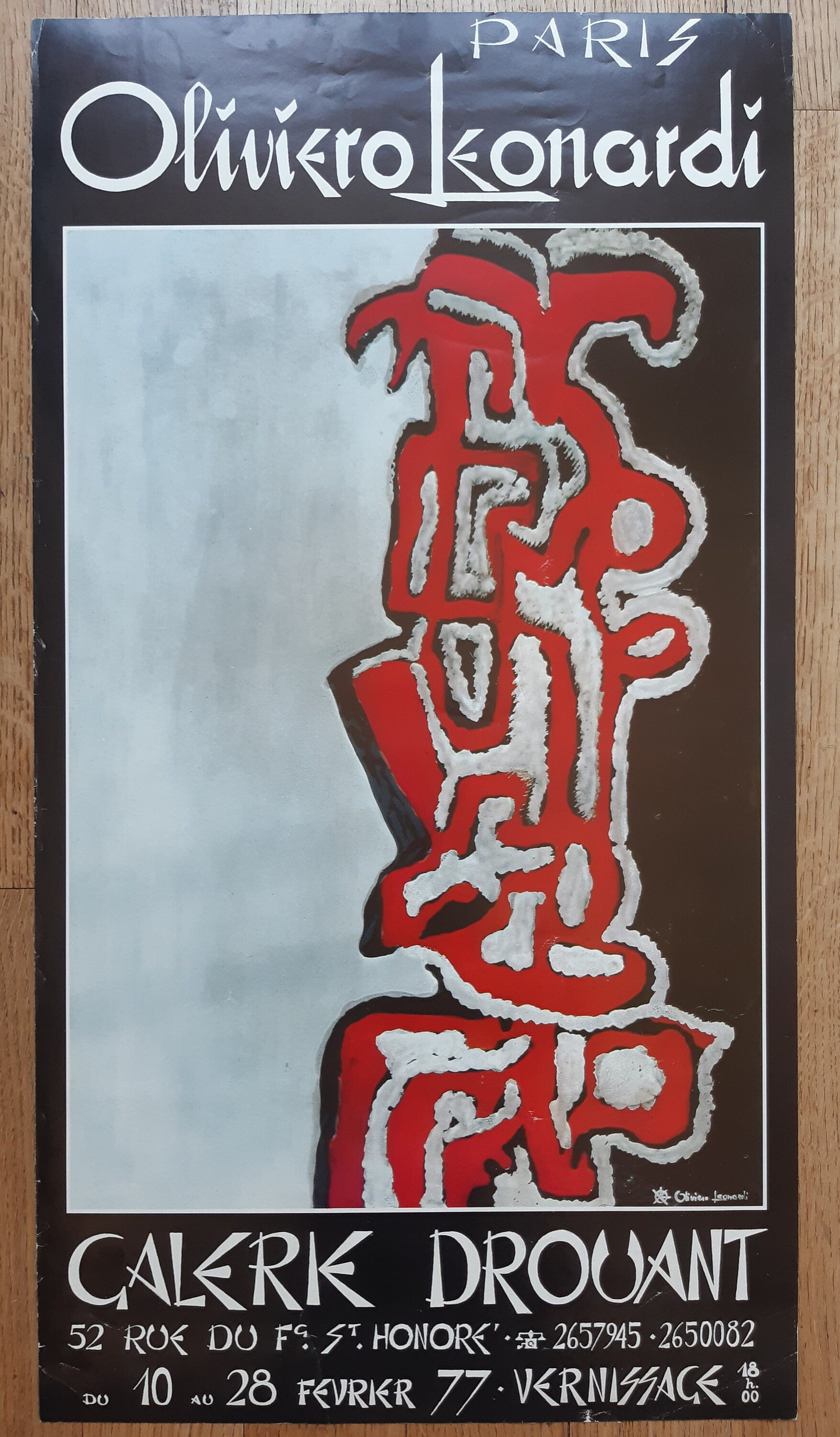 Oliviero Leonardi Original-Kunstausstellungsplakat – 39,7×74cm