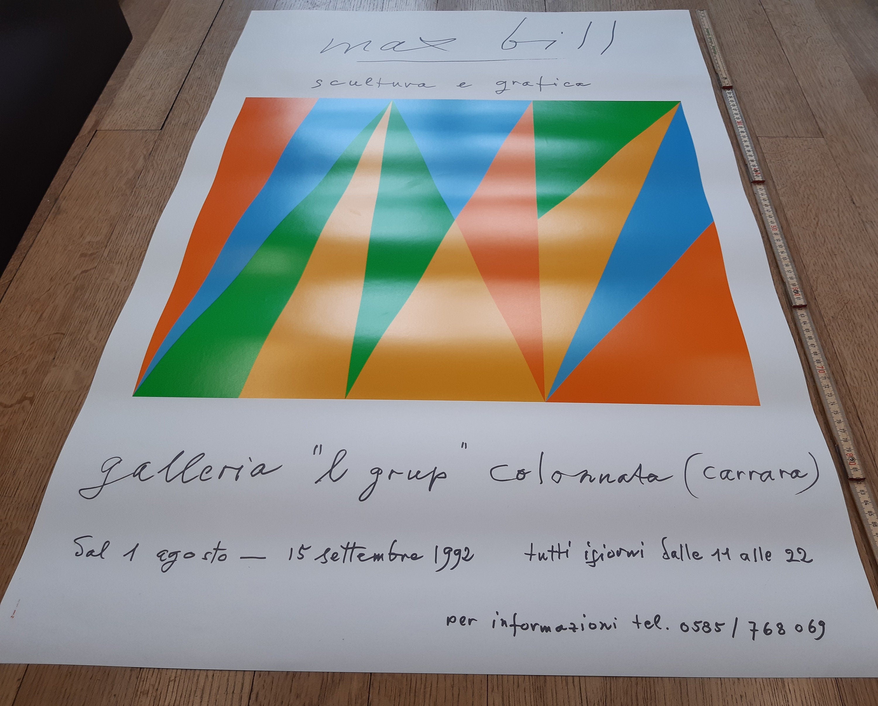 Max Bill Originalplakat + signierte Einladungskarte – 68×98 cm