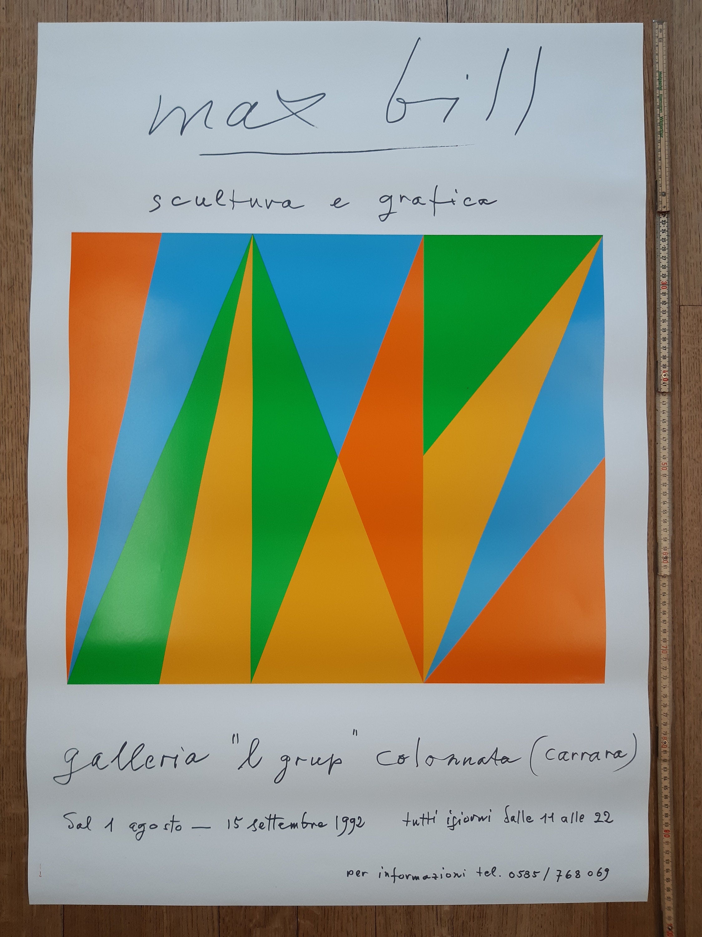 Max Bill Originalplakat + signierte Einladungskarte – 68×98 cm
