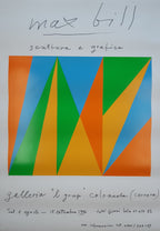 Max Bill Originalplakat + signierte Einladungskarte – 68×98 cm