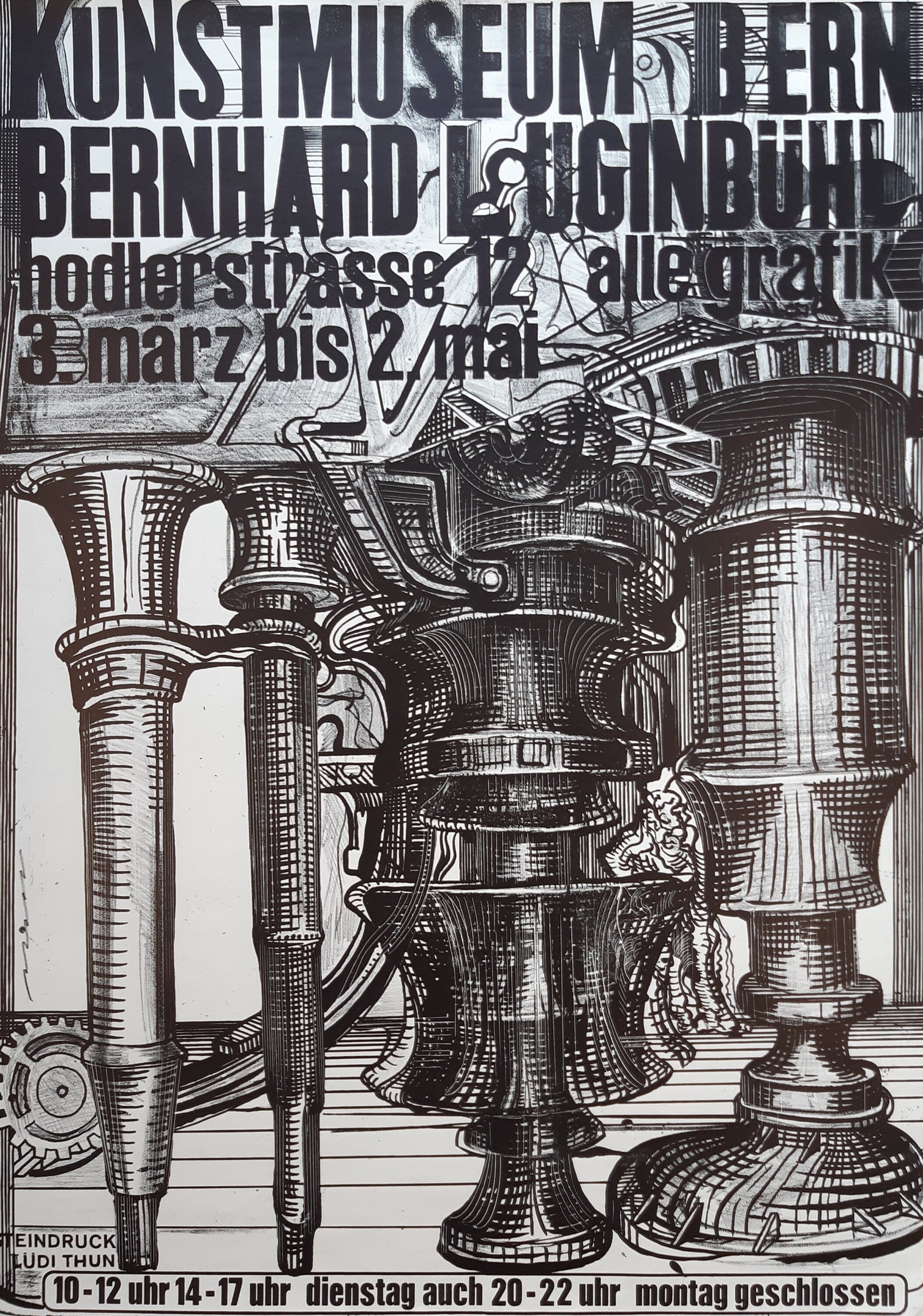 Bernhard Luginbühl original art exhibition poster - 28.1"×40.0" (71.5×101.5cm)