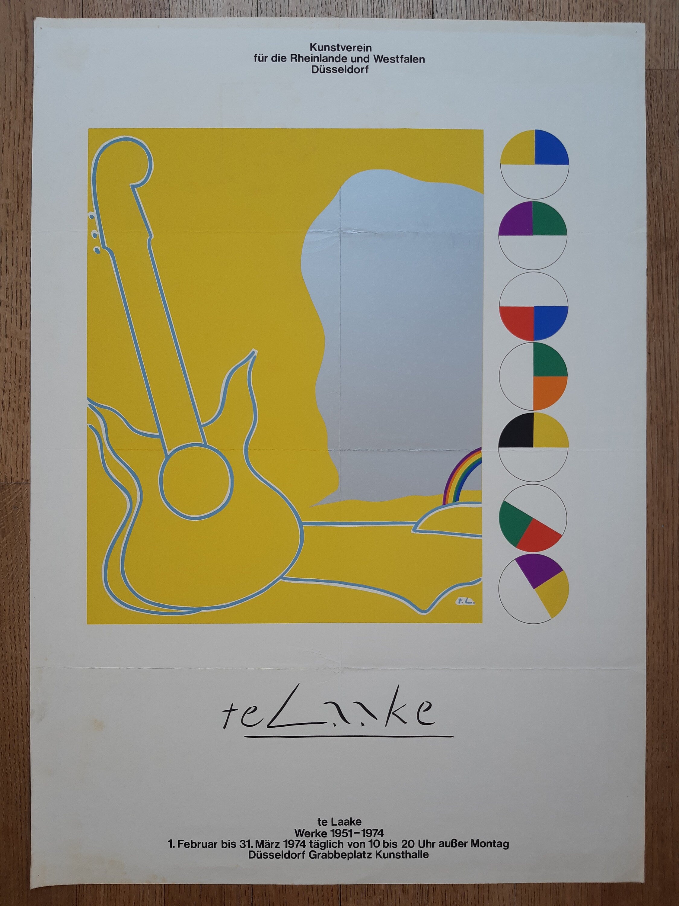 Heinrich Te Laake Kunstausstellungsposter gefaltet – 59,5×83,5 cm