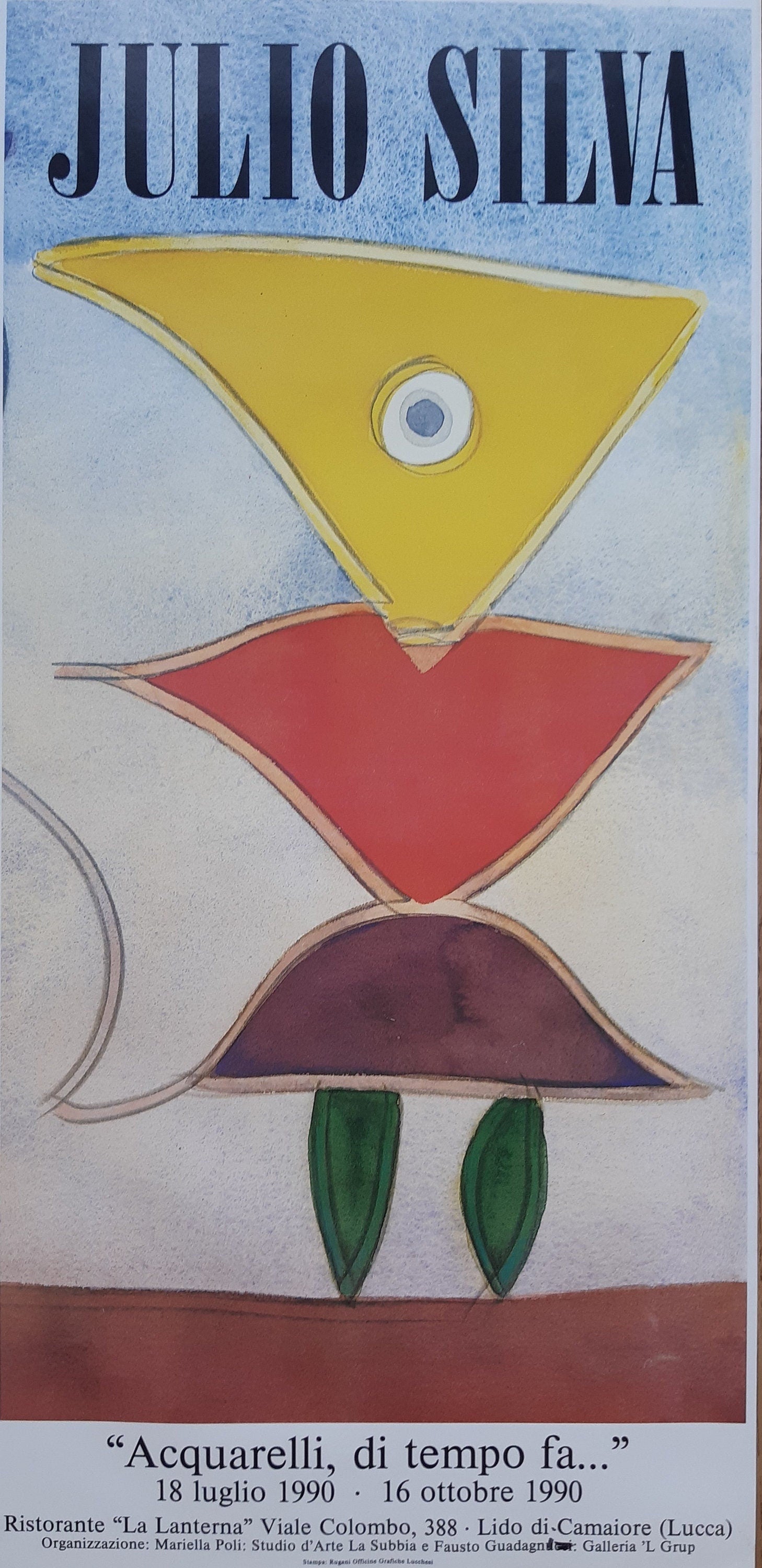 Julio Silva Ausstellungsplakat, Originalkunst – 32,5 × 67 cm