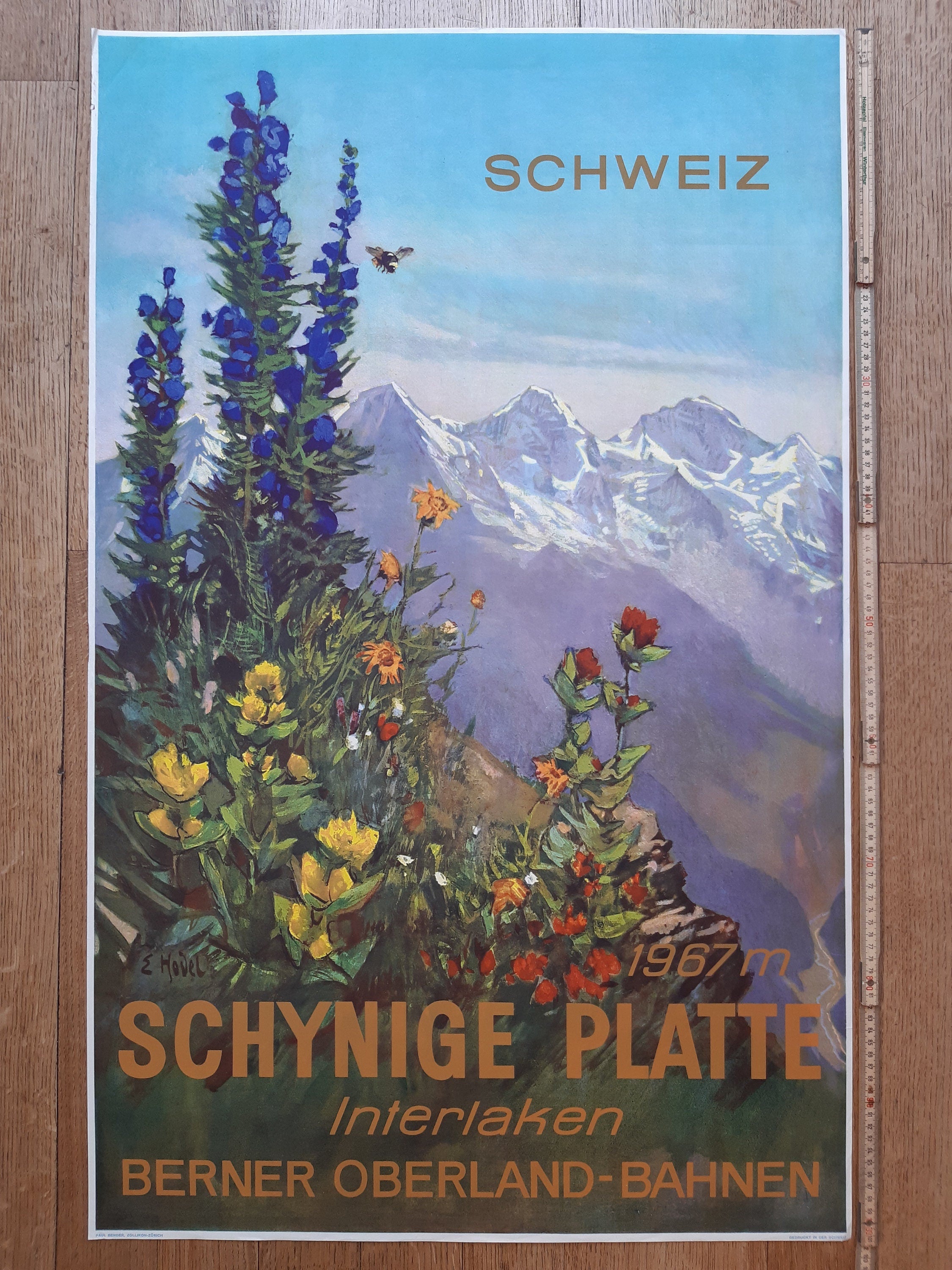 Schweizer Interlaken Original-Reiseposter - 25.2"×40.2" (64×102cm)