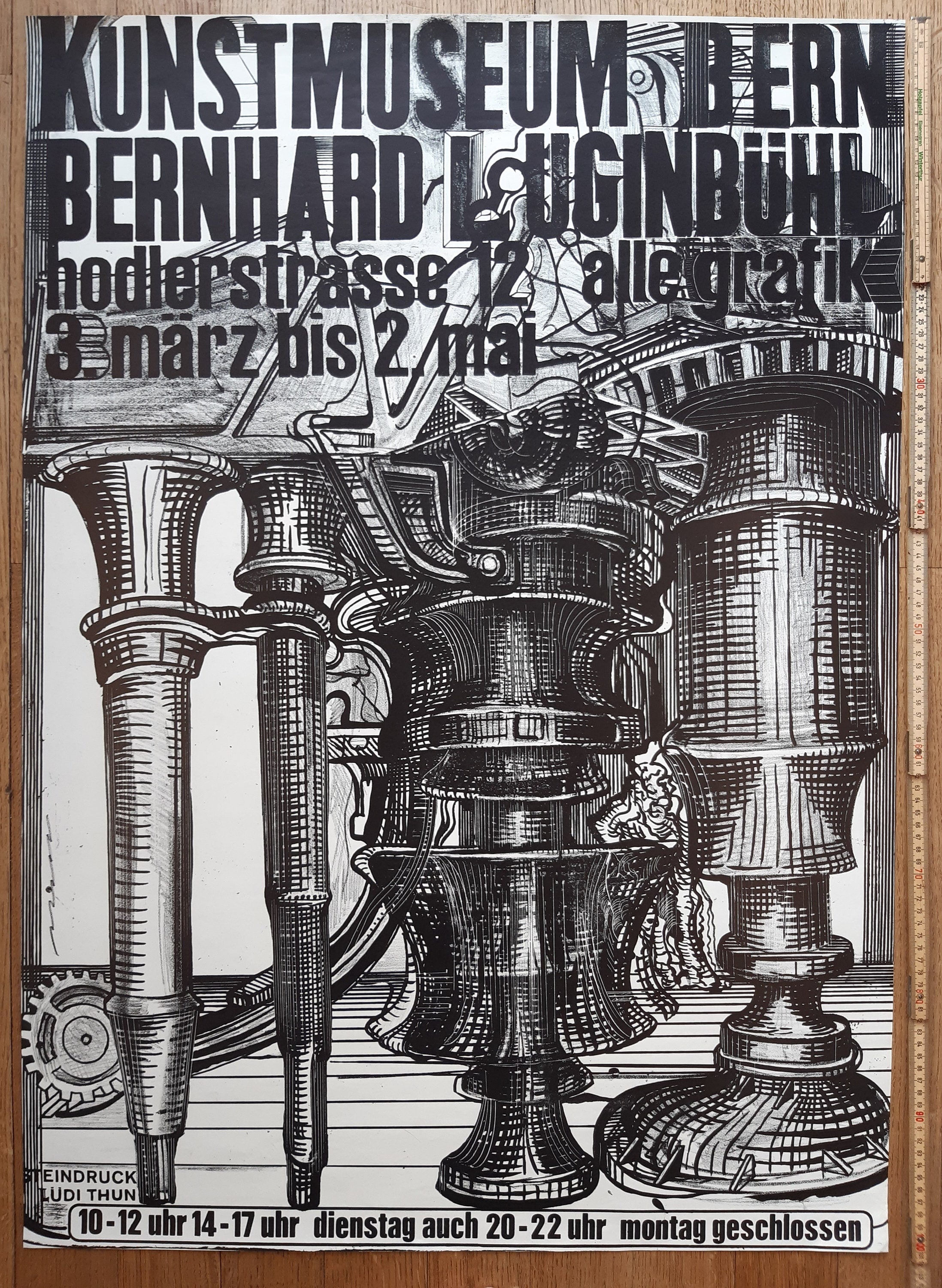 Bernhard Luginbühl original art exhibition poster - 28.1"×40.0" (71.5×101.5cm)