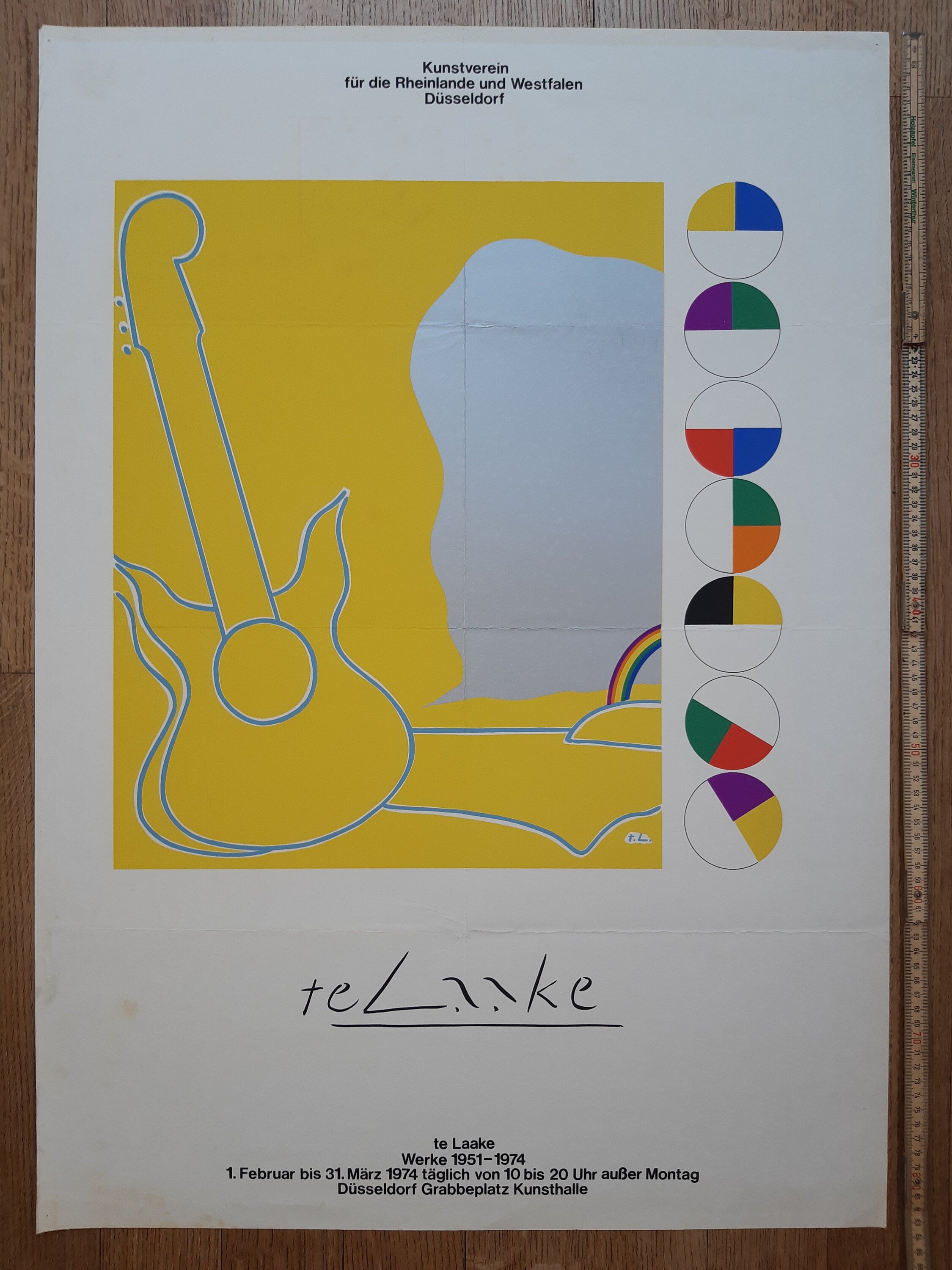 Heinrich Te Laake Kunstausstellungsposter gefaltet – 59,5×83,5 cm