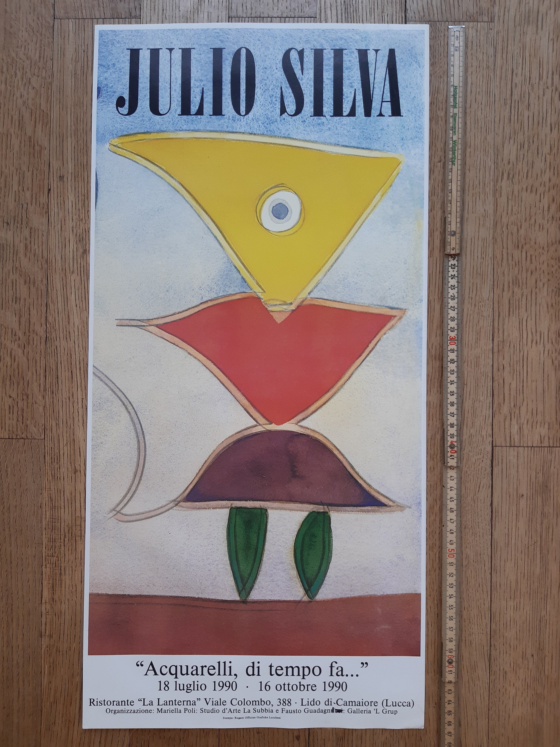 Julio Silva Ausstellungsplakat, Originalkunst – 32,5 × 67 cm