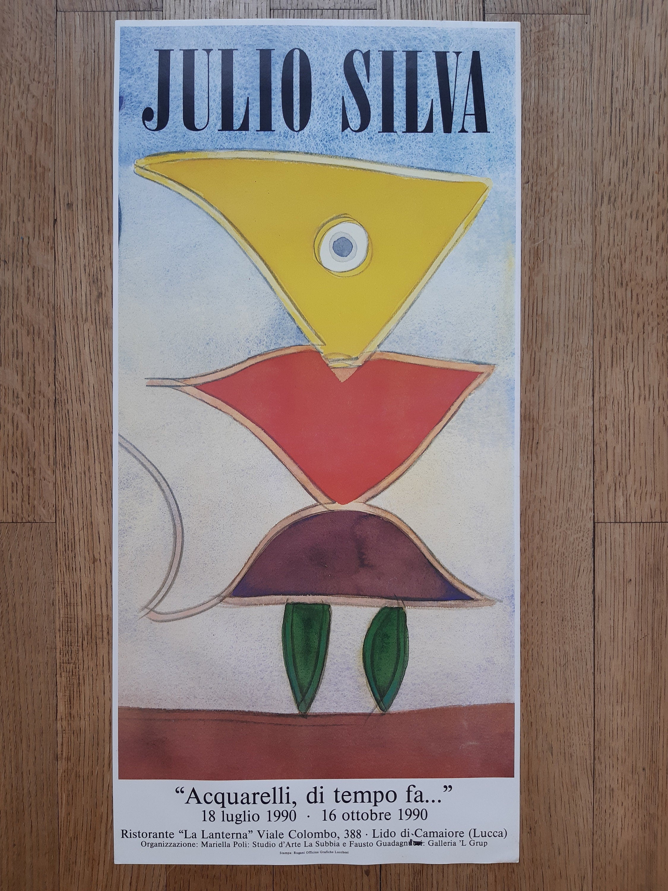 Julio Silva Ausstellungsplakat, Originalkunst – 32,5 × 67 cm