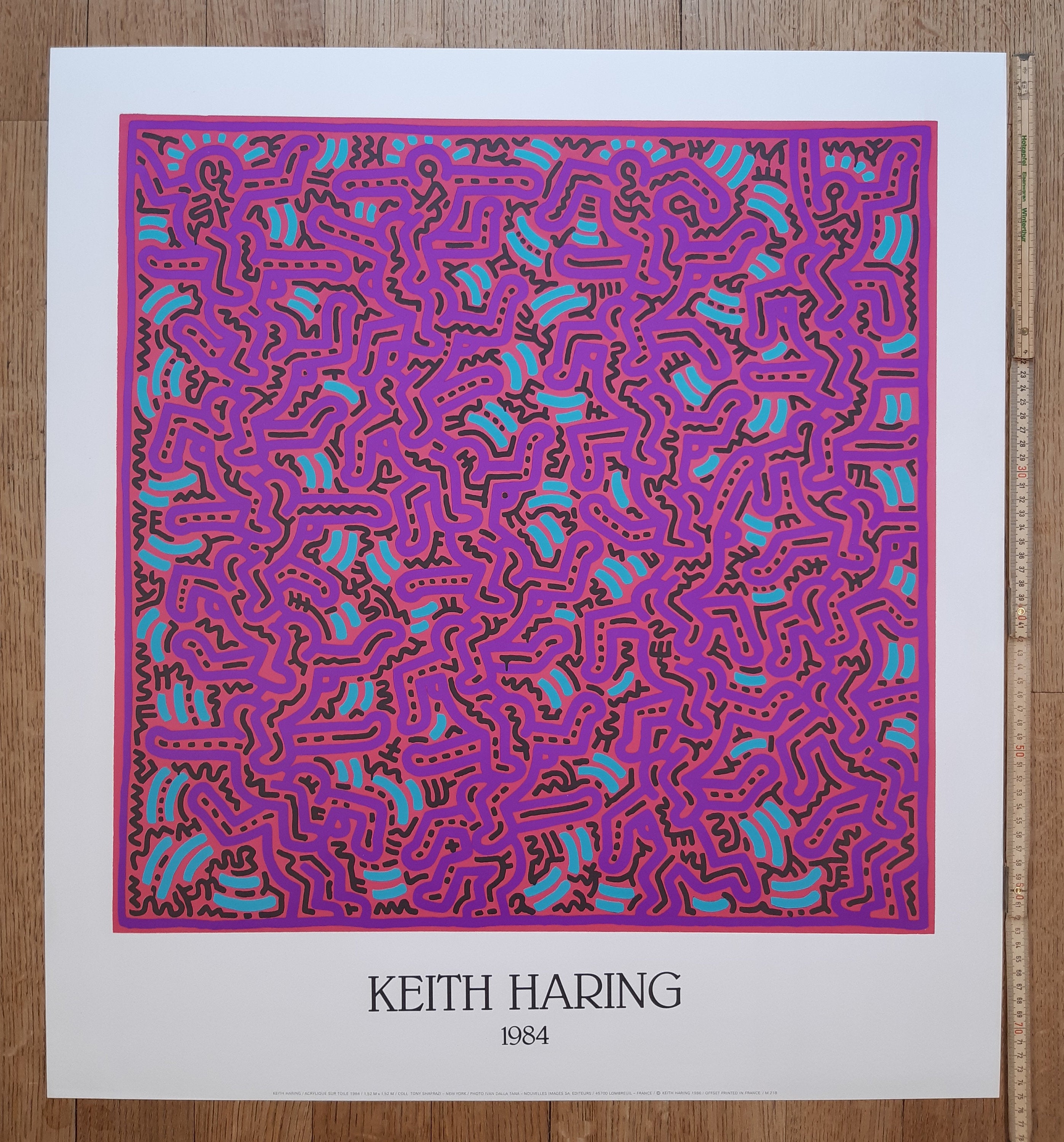 Keith Haring Original-Kunstplakat – 69 × 75,5 cm
